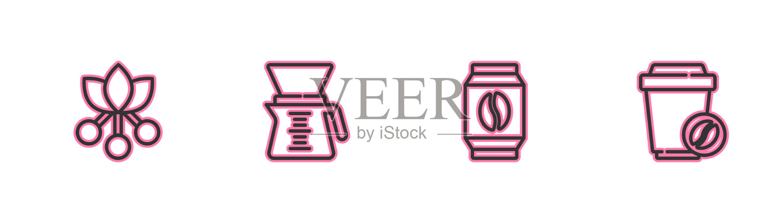 套线咖啡豆支袋咖啡豆图标素材