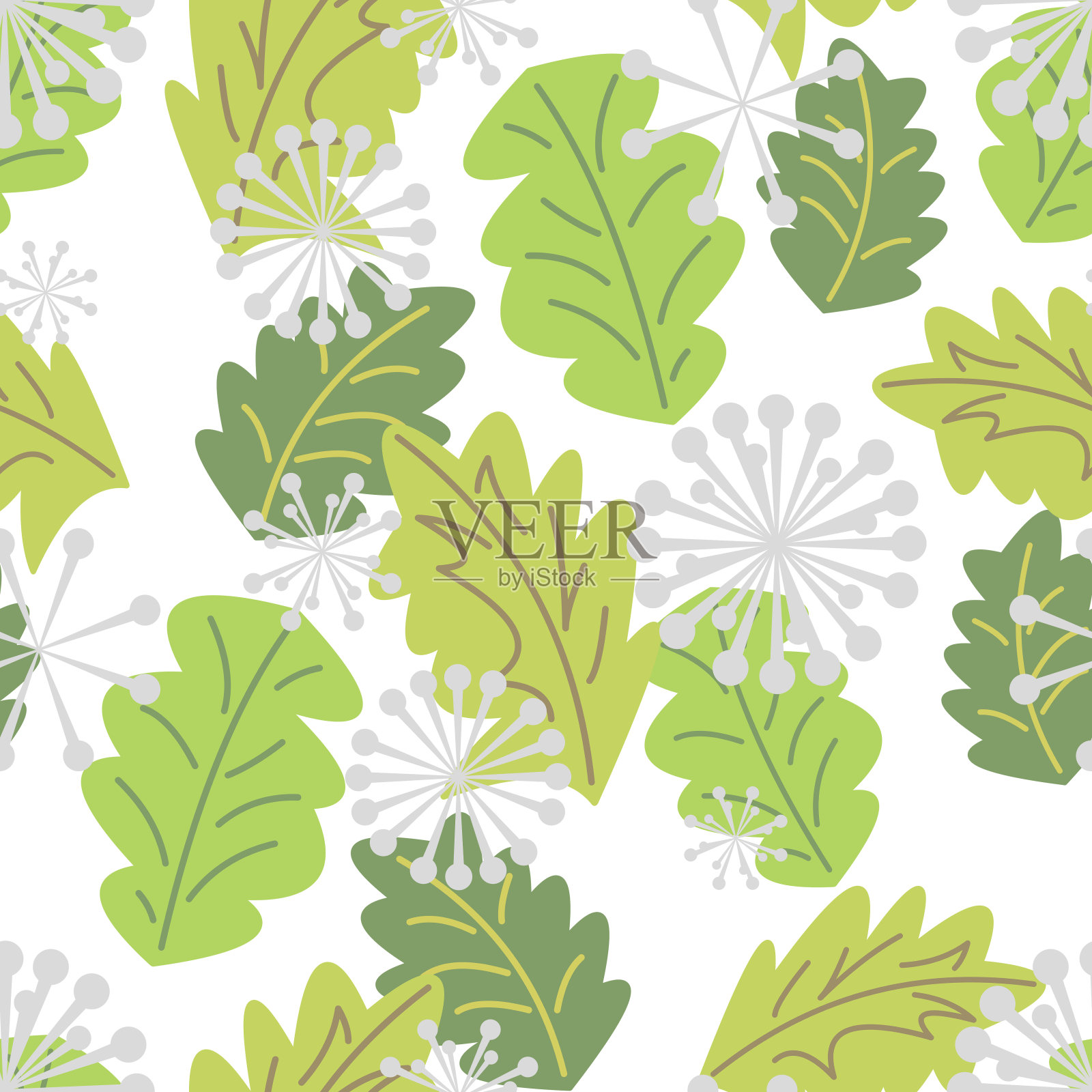 斯堪的纳维亚叶无缝图案插画图片素材