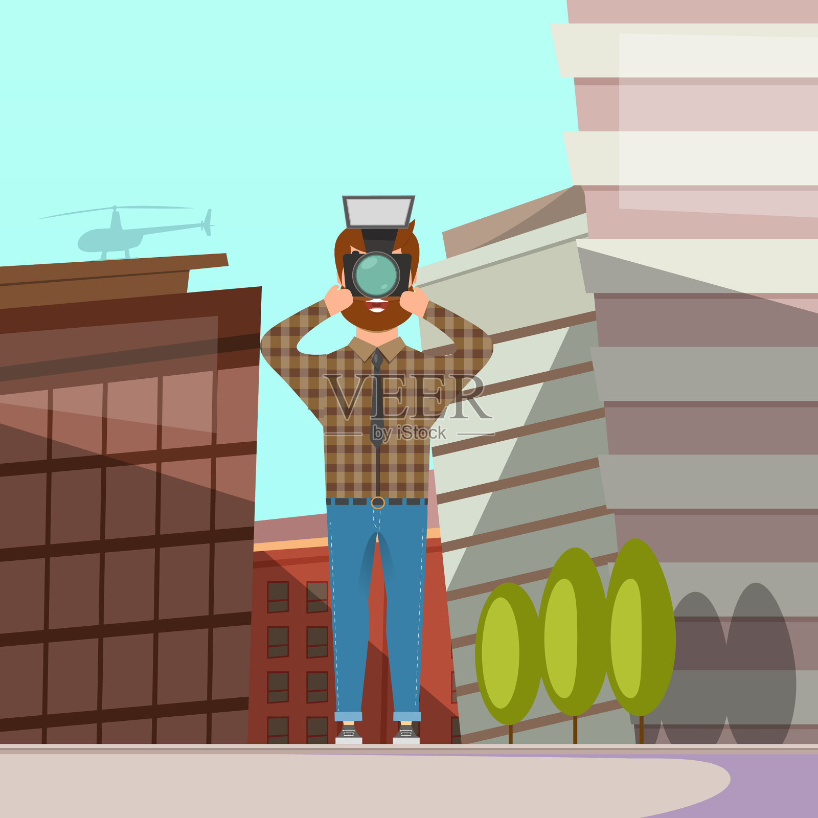 潮人摄影师组成插画图片素材