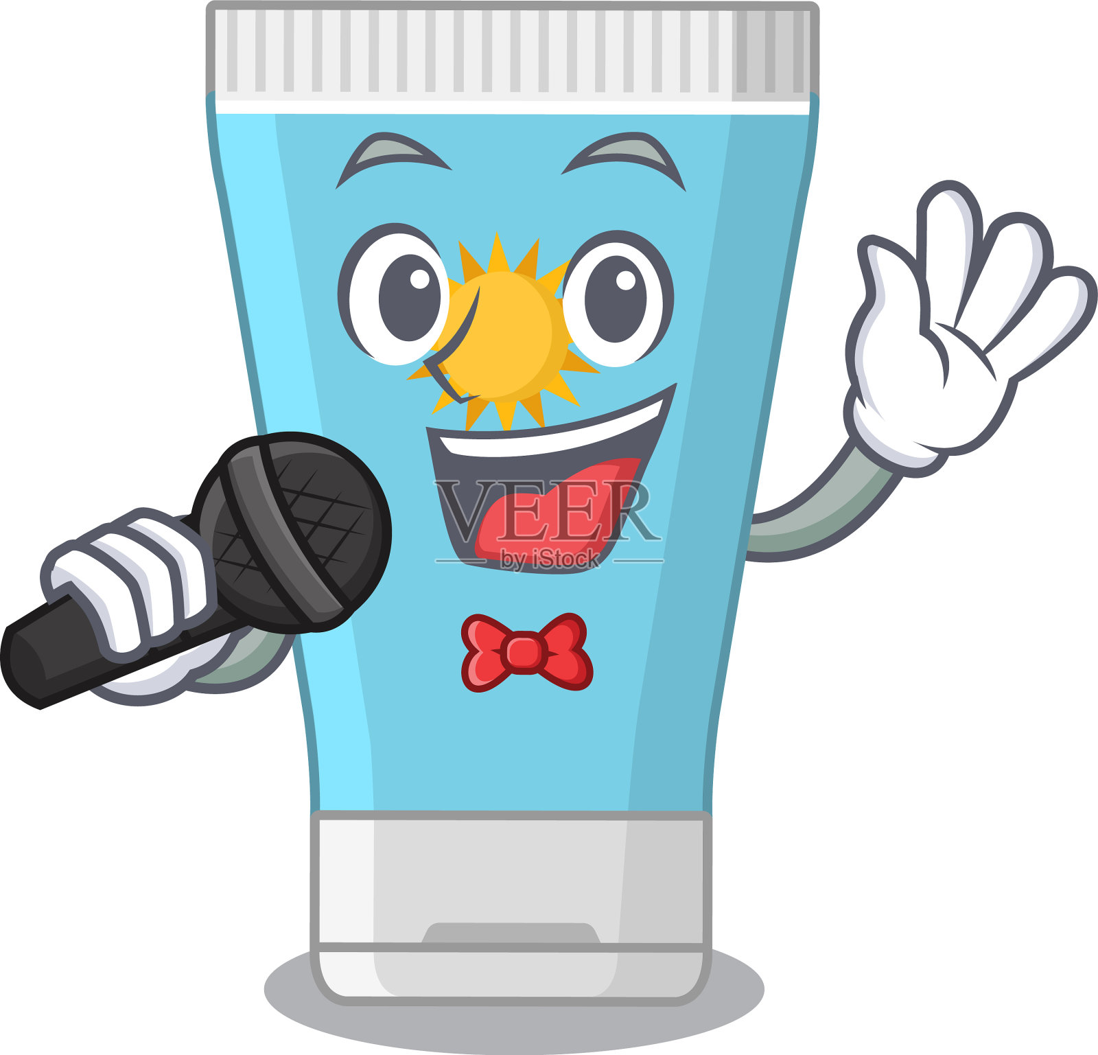 卡通人物防晒霜唱首歌设计元素图片