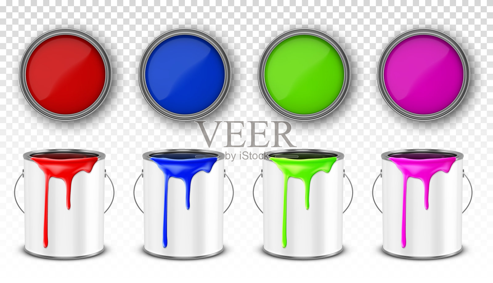 油漆桶，钢罐和油漆滴插画图片素材