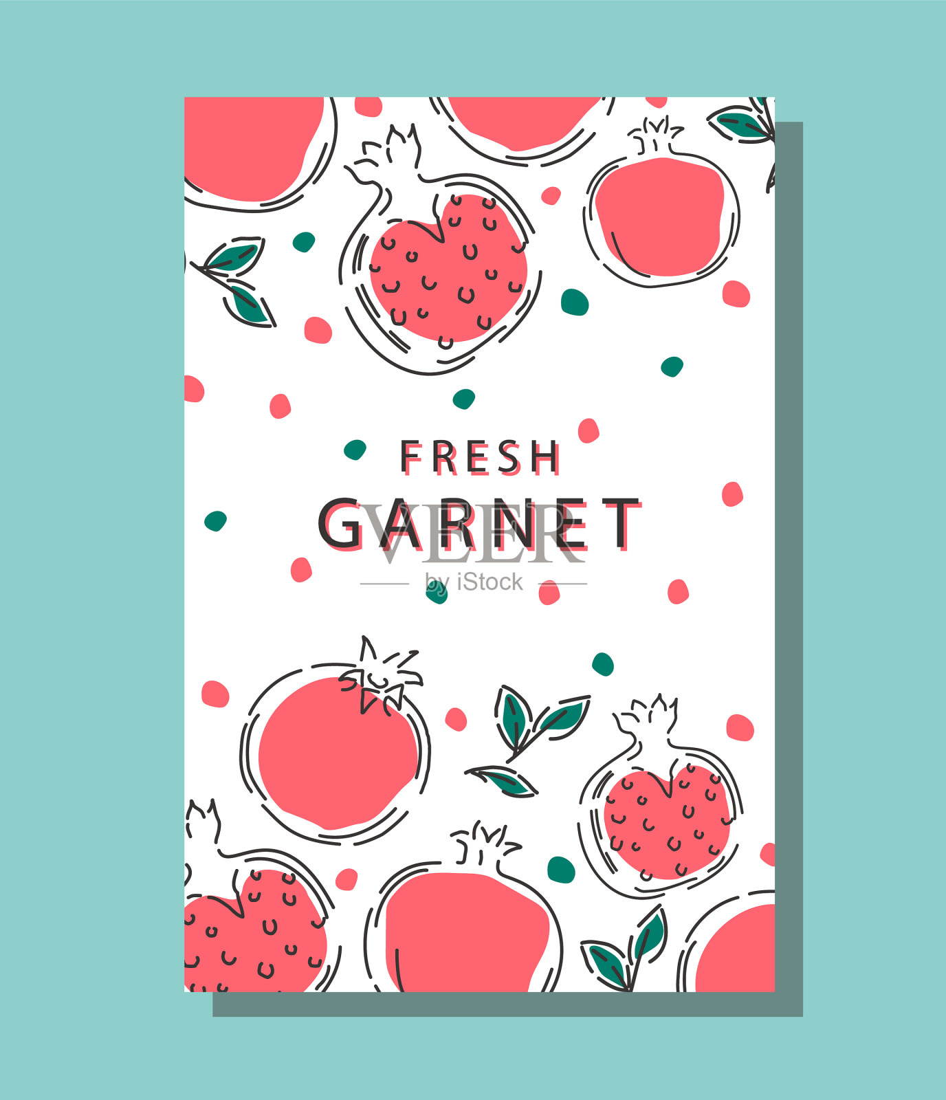 海报与石榴汁手绘抽象画设计模板素材