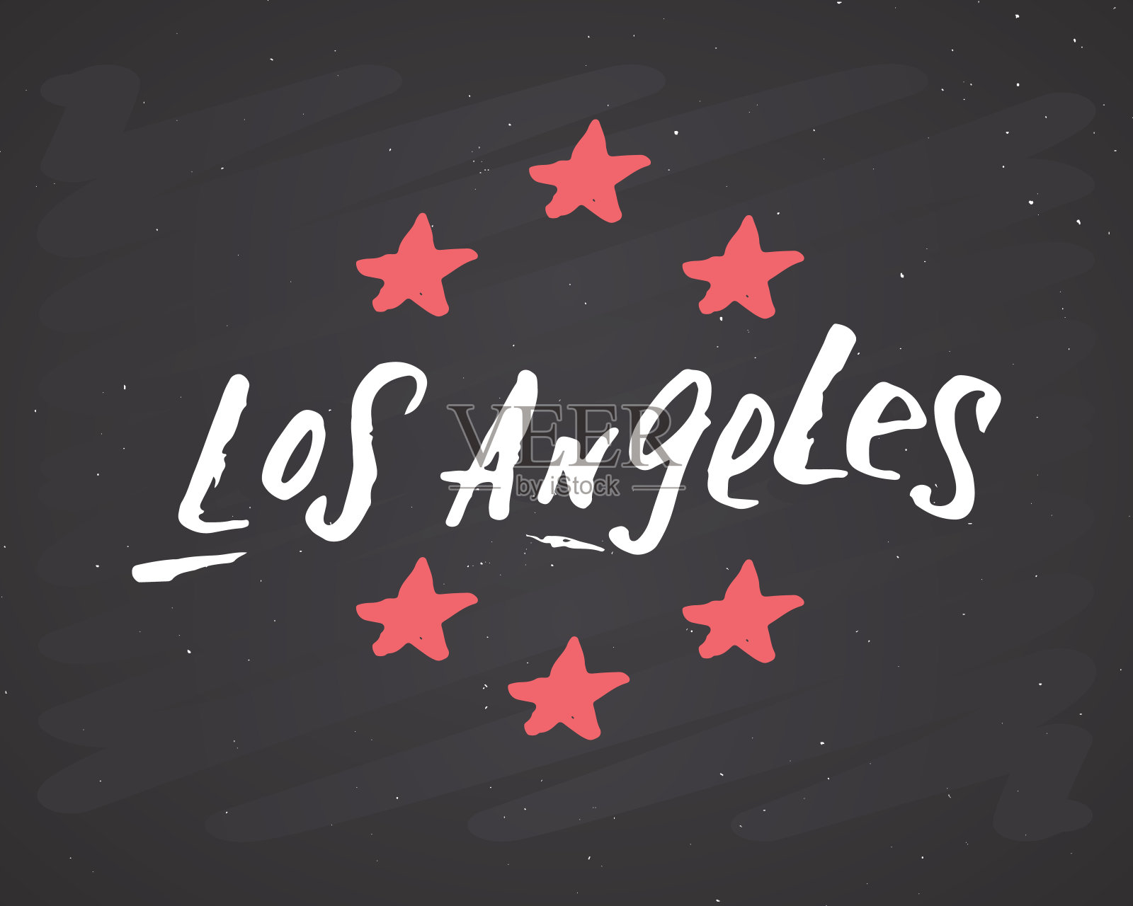 洛杉矶字母手写标志，手绘垃圾书法文本。矢量插图黑板背景插画图片素材