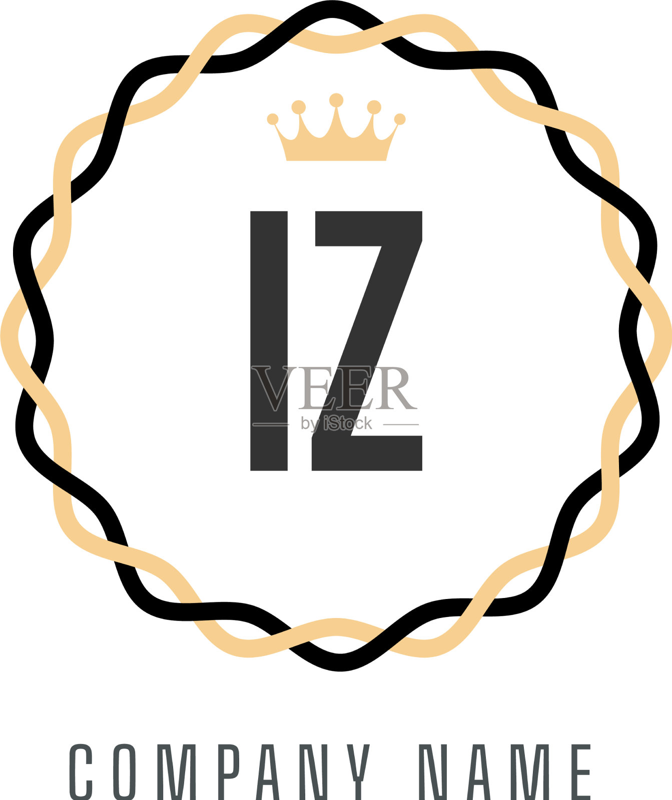 首字母iz王标志概念复古标志插画图片素材