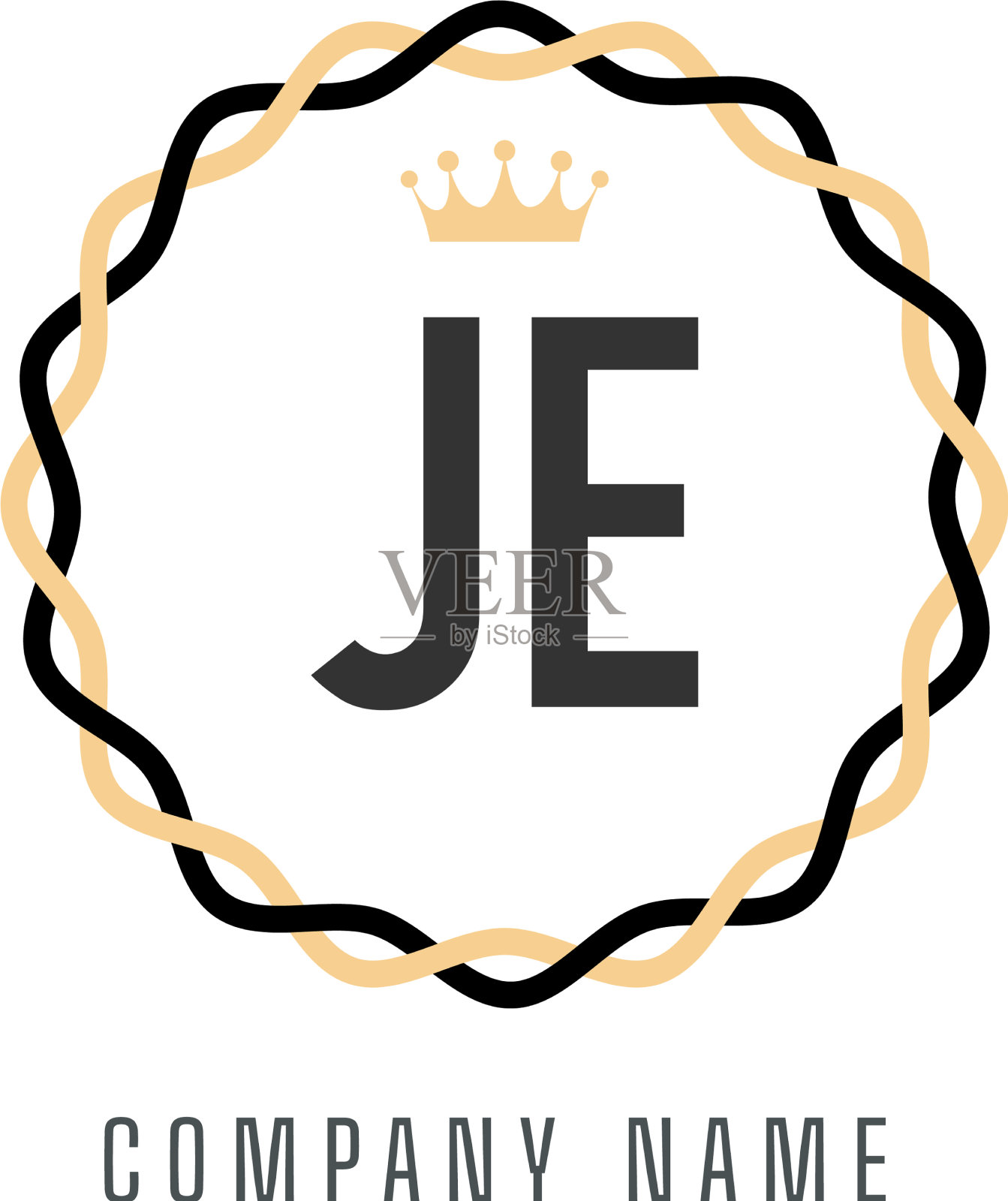 首字母je king标志概念复古标志插画图片素材