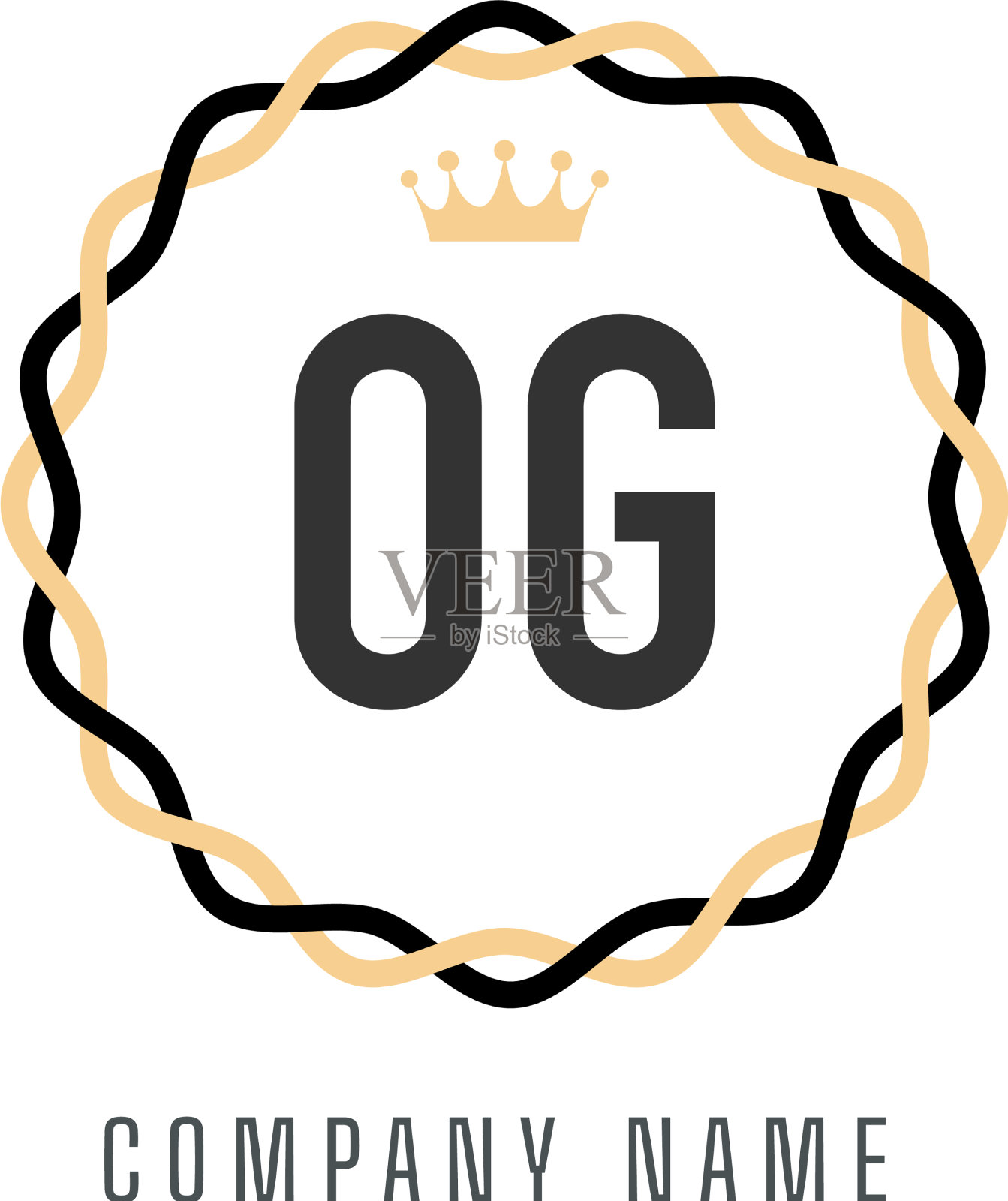 首字母og王标志概念复古标志插画图片素材