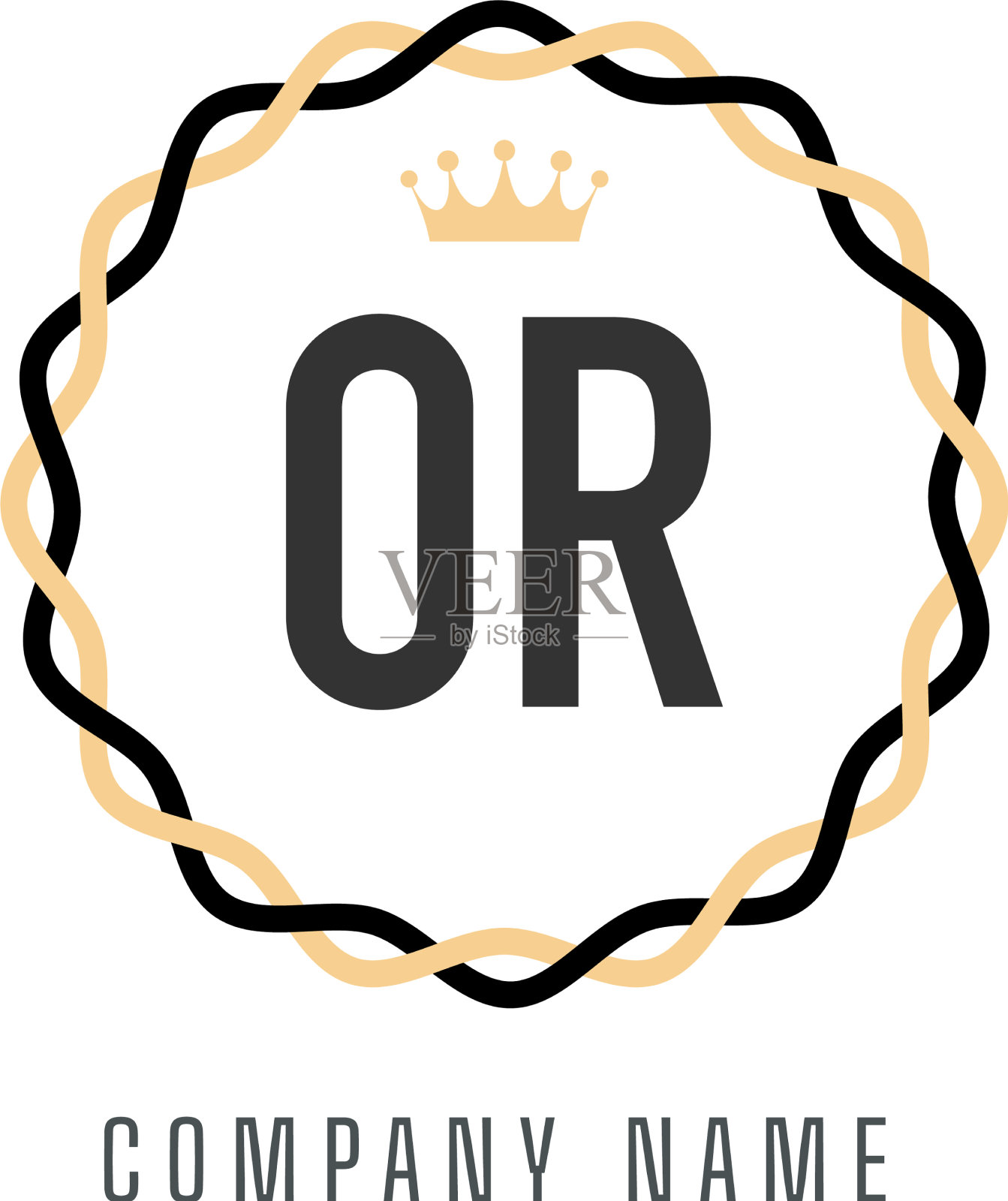 首字母或王标志概念复古标志插画图片素材