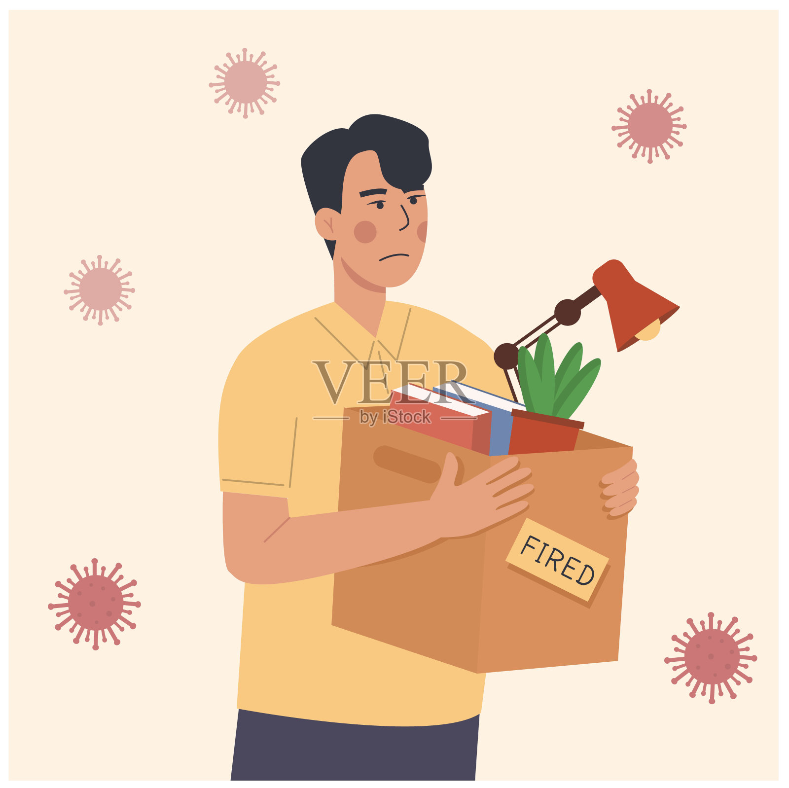 疫情期间解雇员工卡通矢量插画：失业，裁员插画图片素材