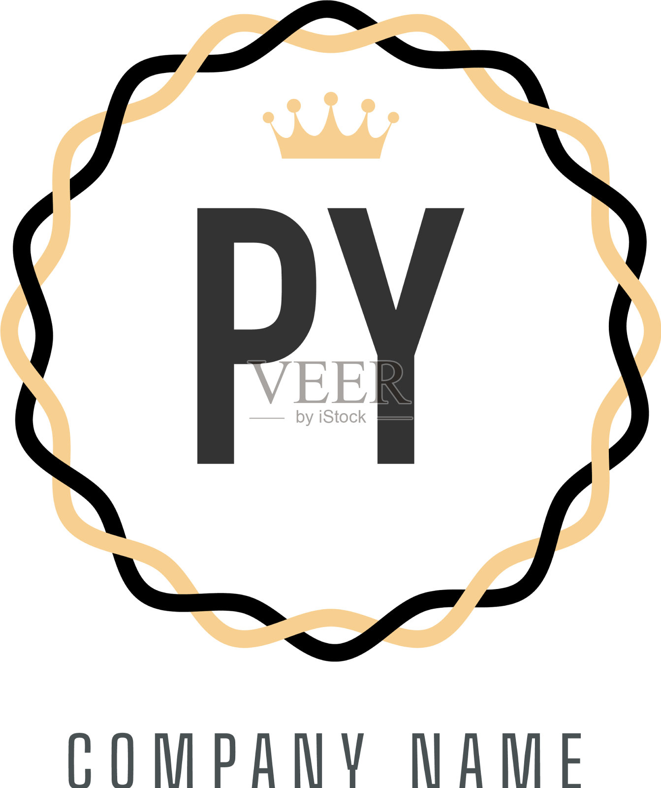 首字母py王标志概念复古标志插画图片素材