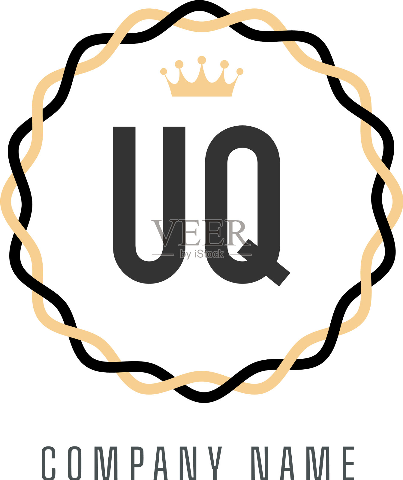 首字母uq王标志概念复古标志插画图片素材