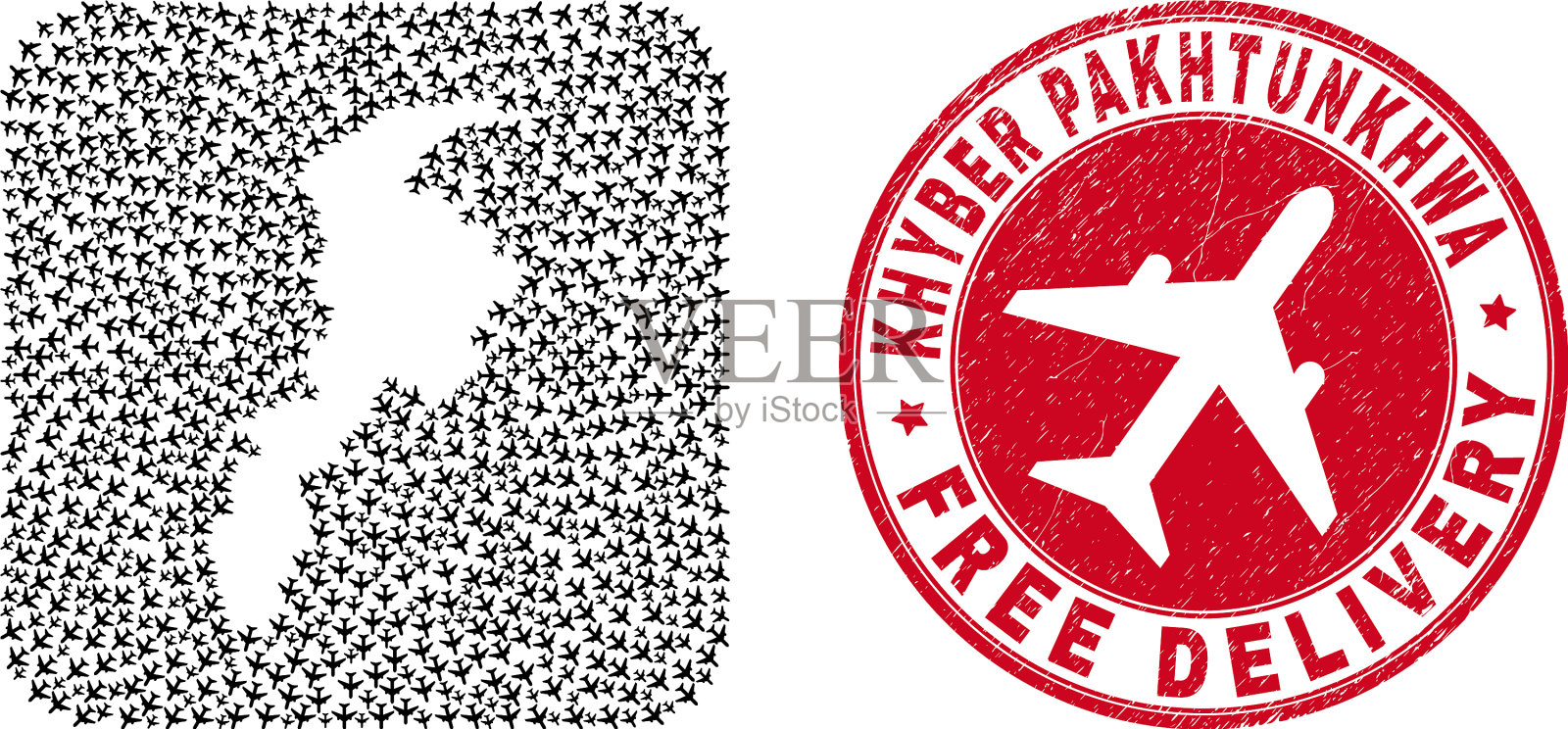 免费运送垃圾密封和开伯尔-普赫图赫瓦插画图片素材