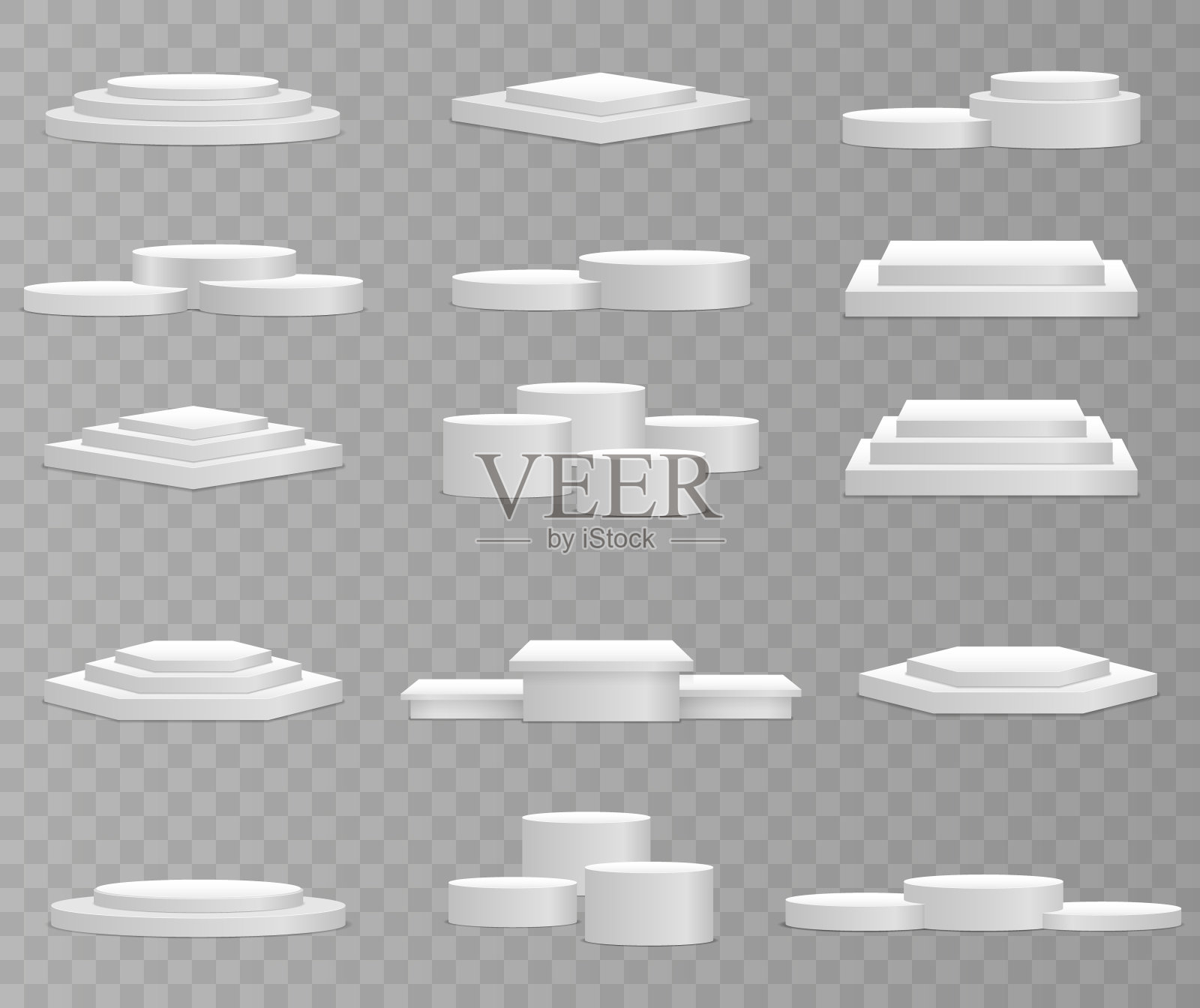 白色3d讲台，台座，讲台，站舞台。插画图片素材
