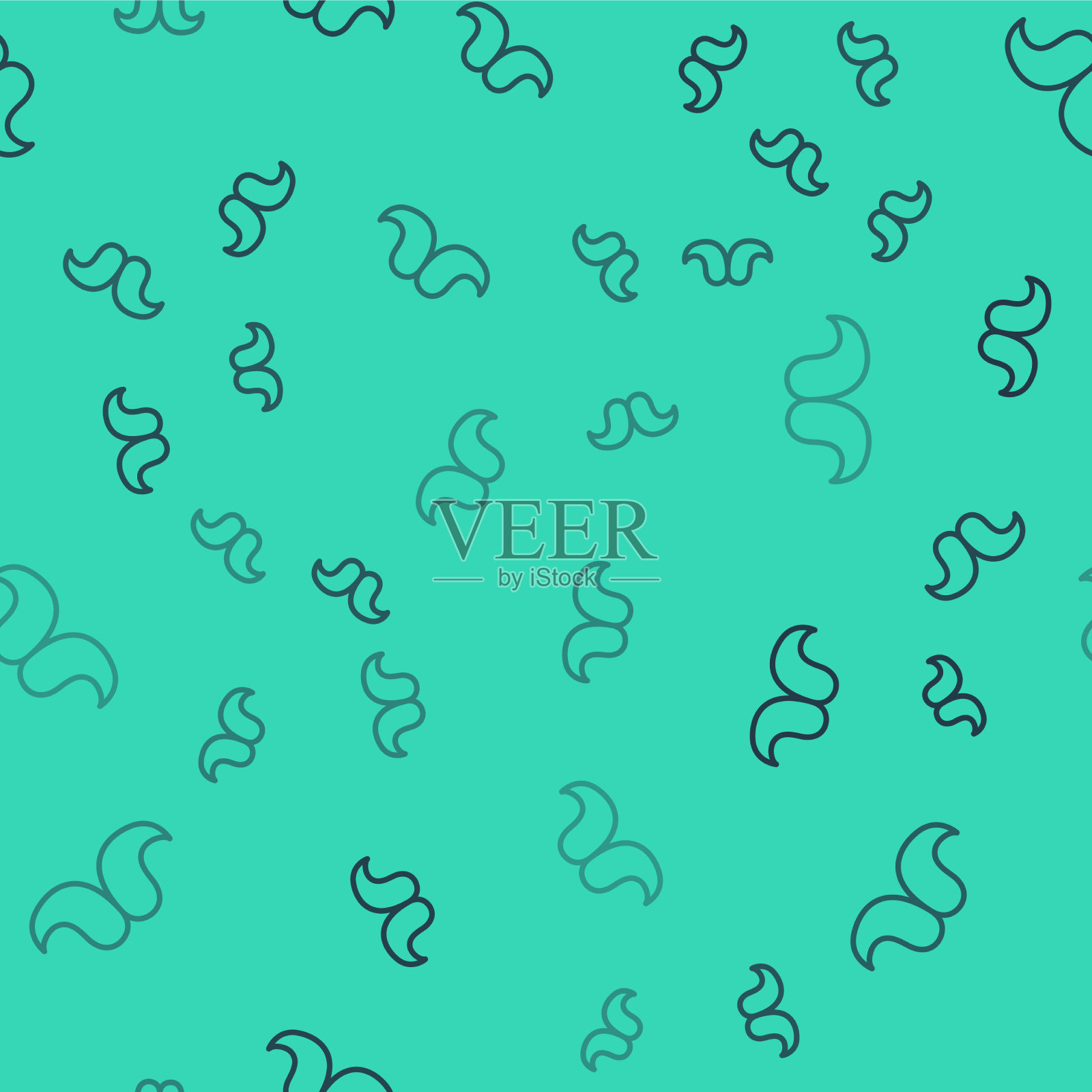 黑线小胡子图标孤立无缝图案插画图片素材