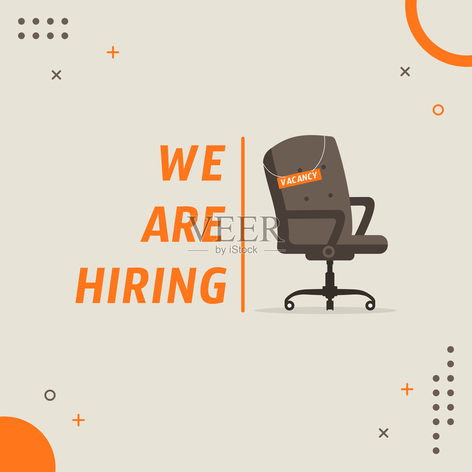 社交媒体发布的数字横幅。职位空缺或招聘工作模板插画图片素材