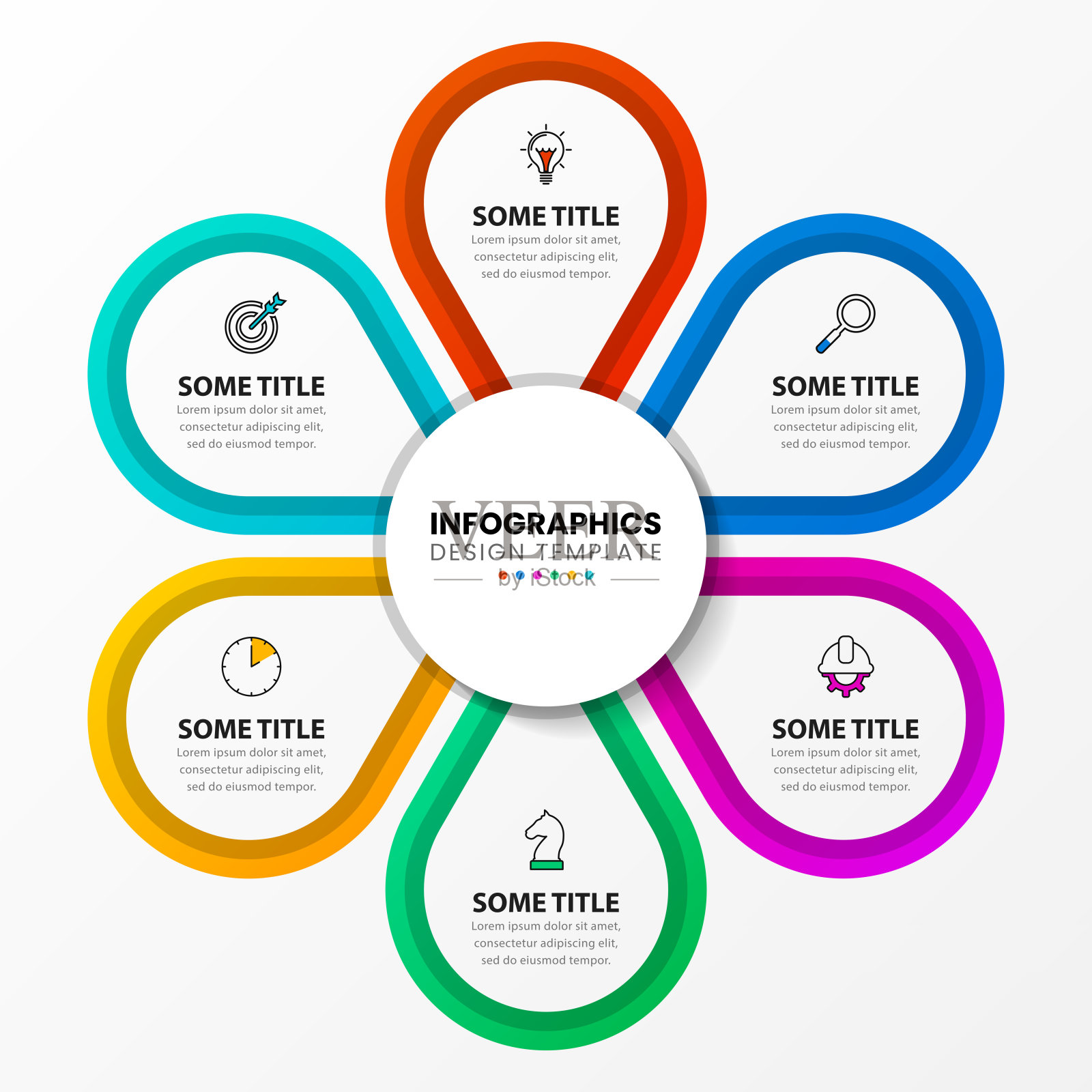 信息图表设计模板。创意概念有6个步骤插画图片素材