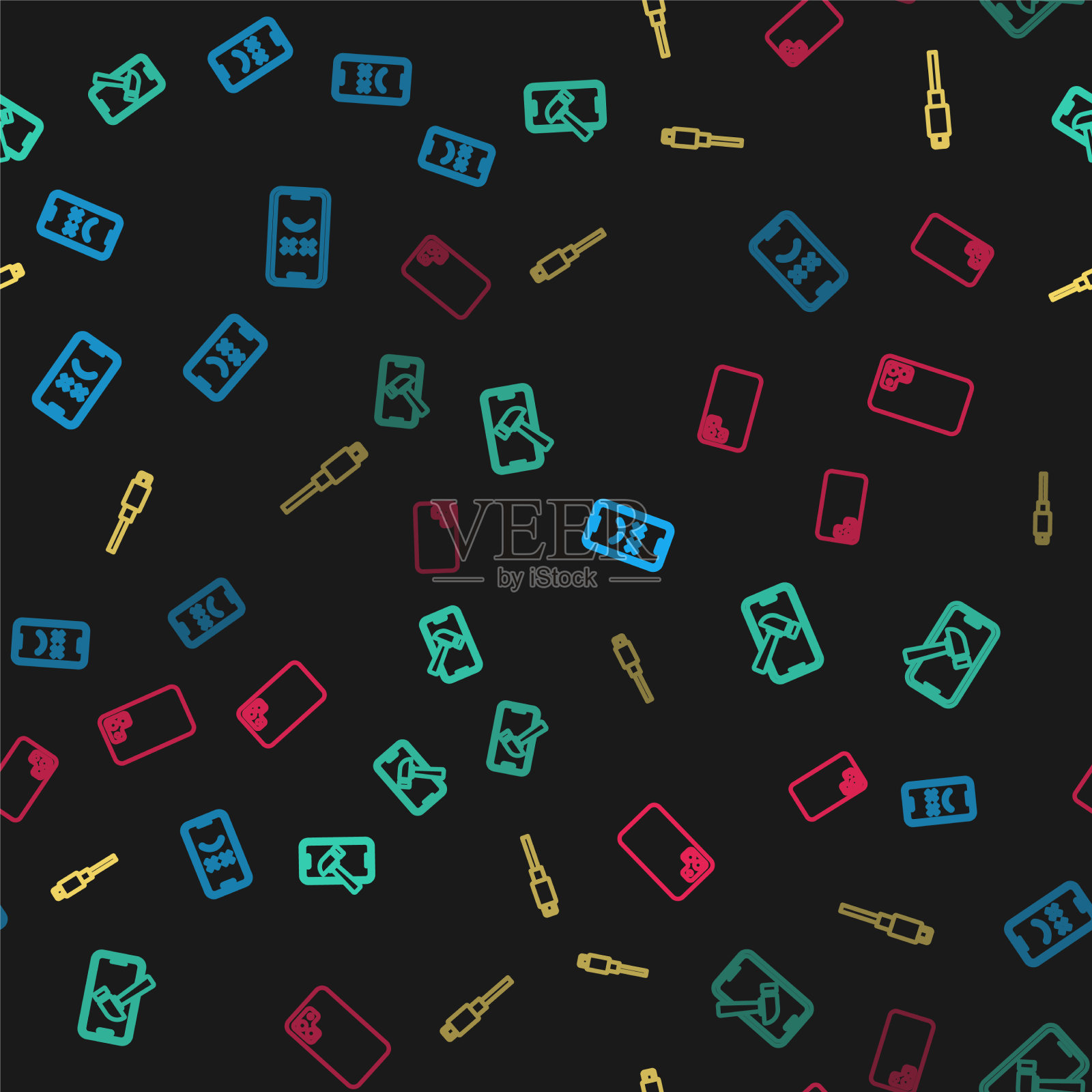 设线死手机手机碎屏幕图标素材