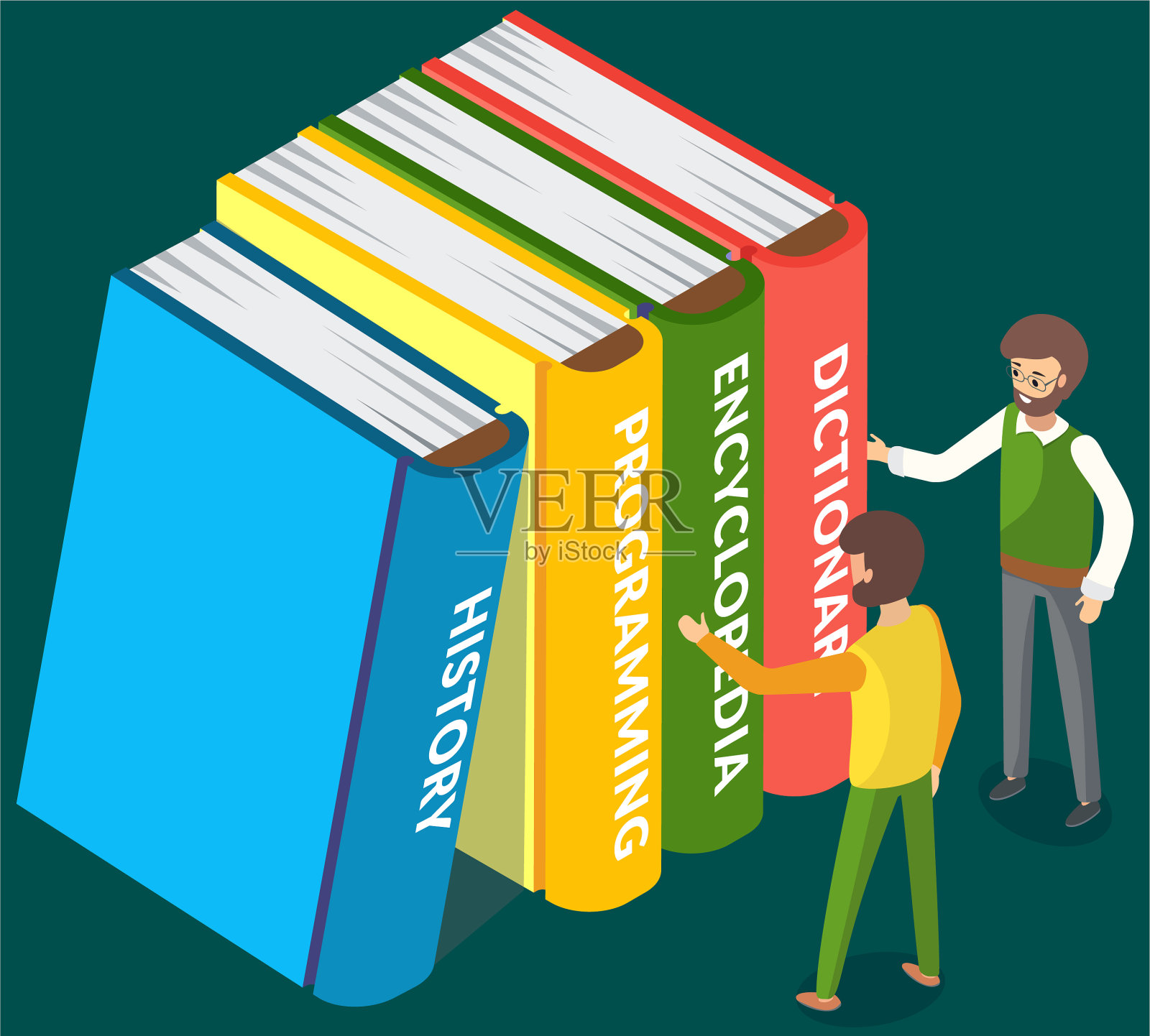 人们在网上图书馆或书店选购书籍插画图片素材