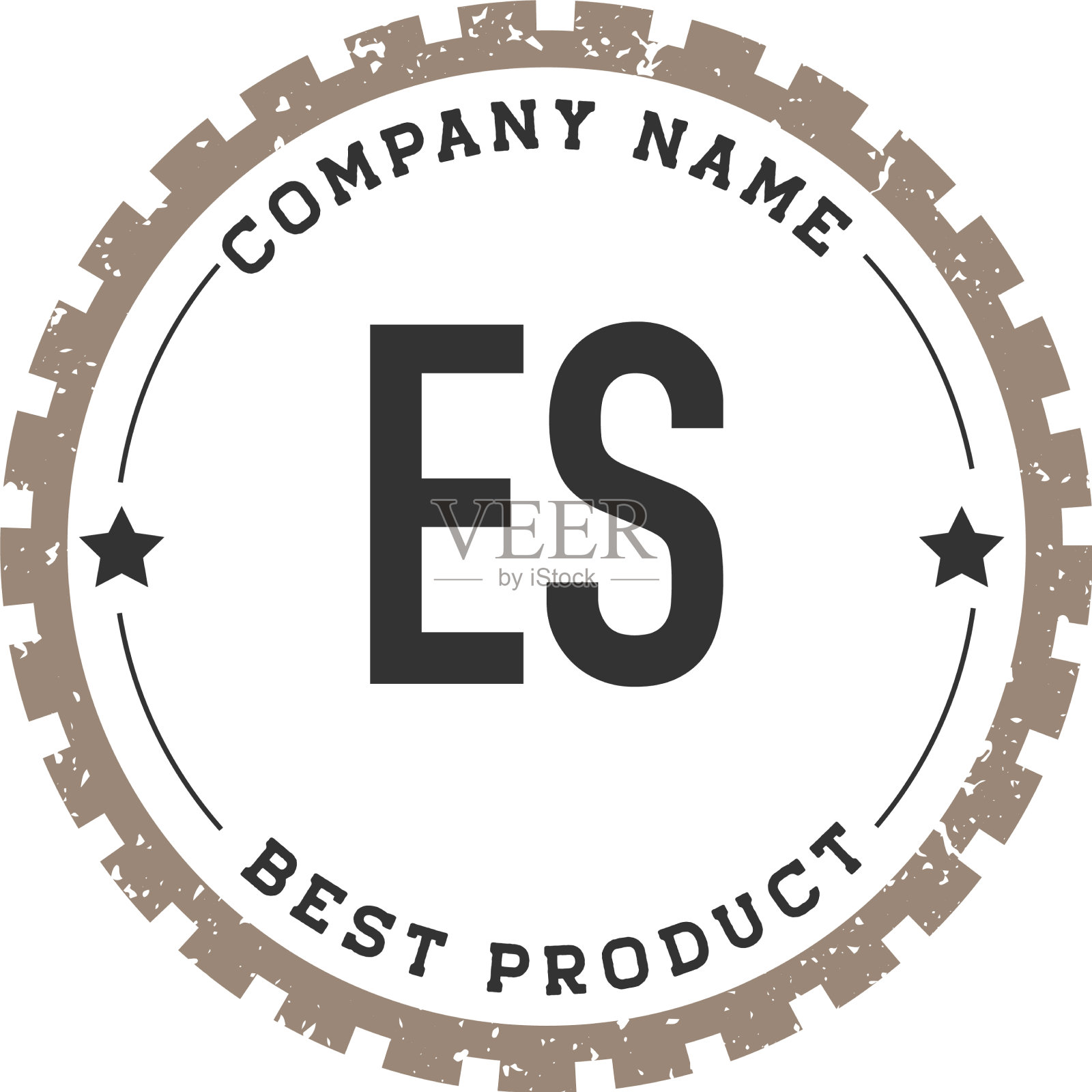 首字母es齿轮复古标志概念插画图片素材