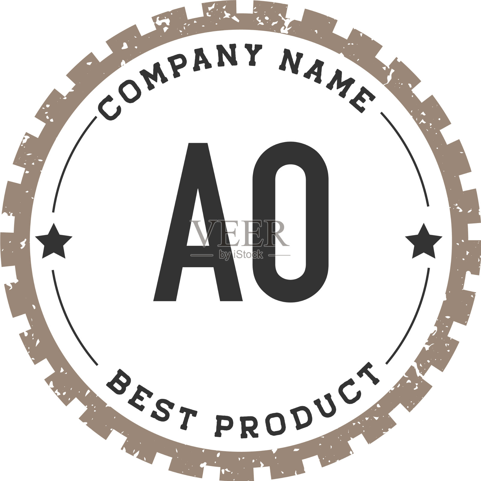 首字母ao齿轮复古标志概念插画图片素材