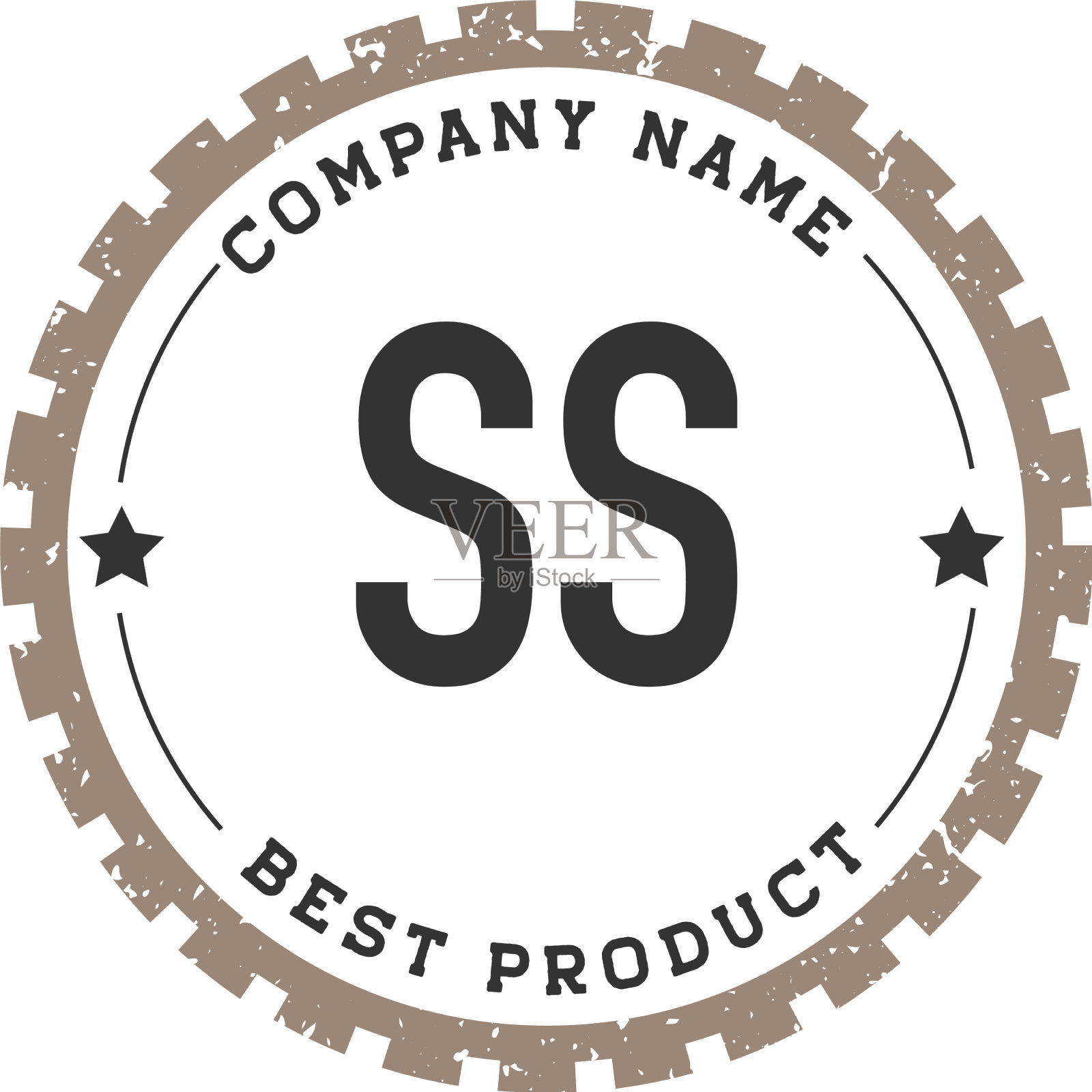 首字母ss齿轮复古标志概念插画图片素材