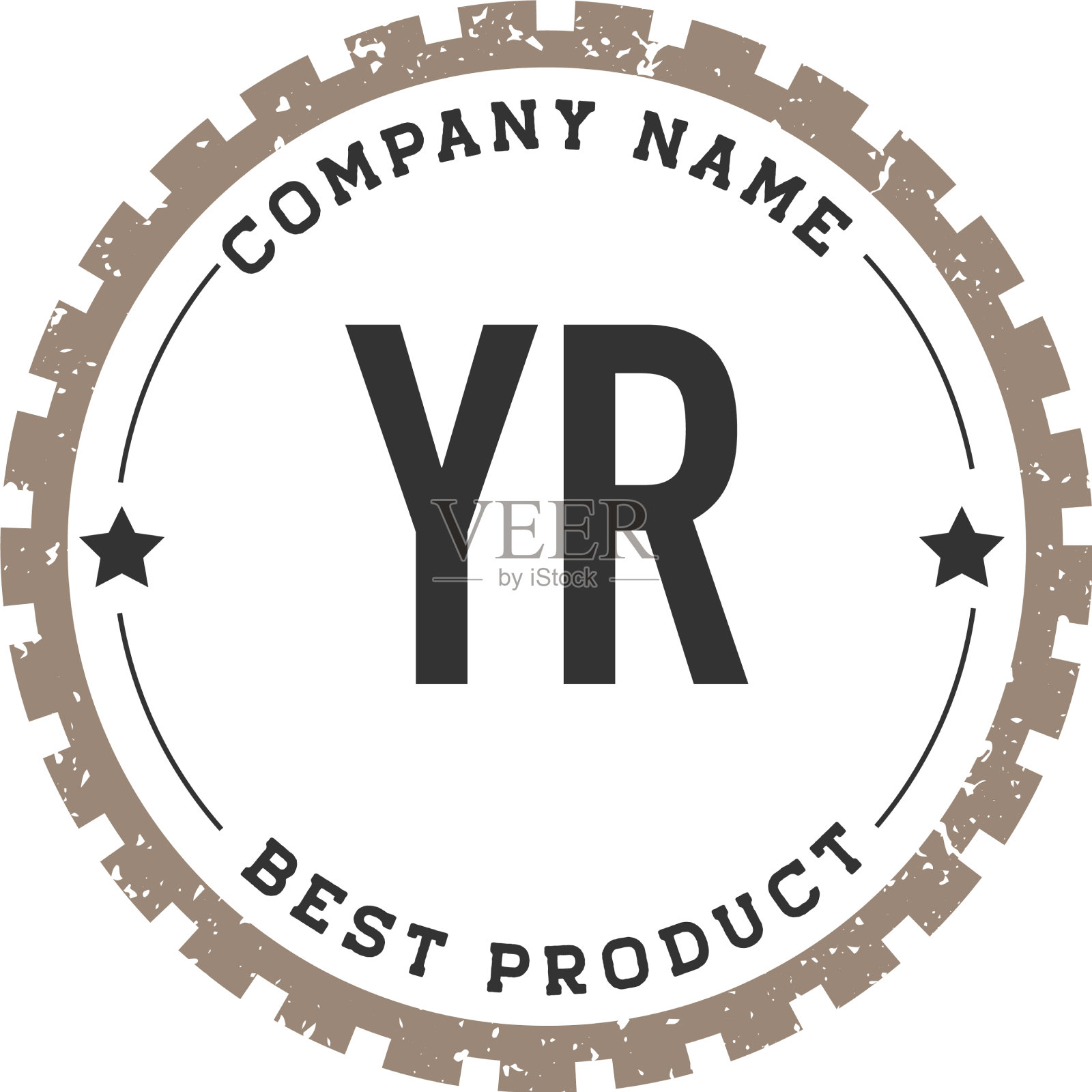 首字母yr齿轮复古标志概念插画图片素材