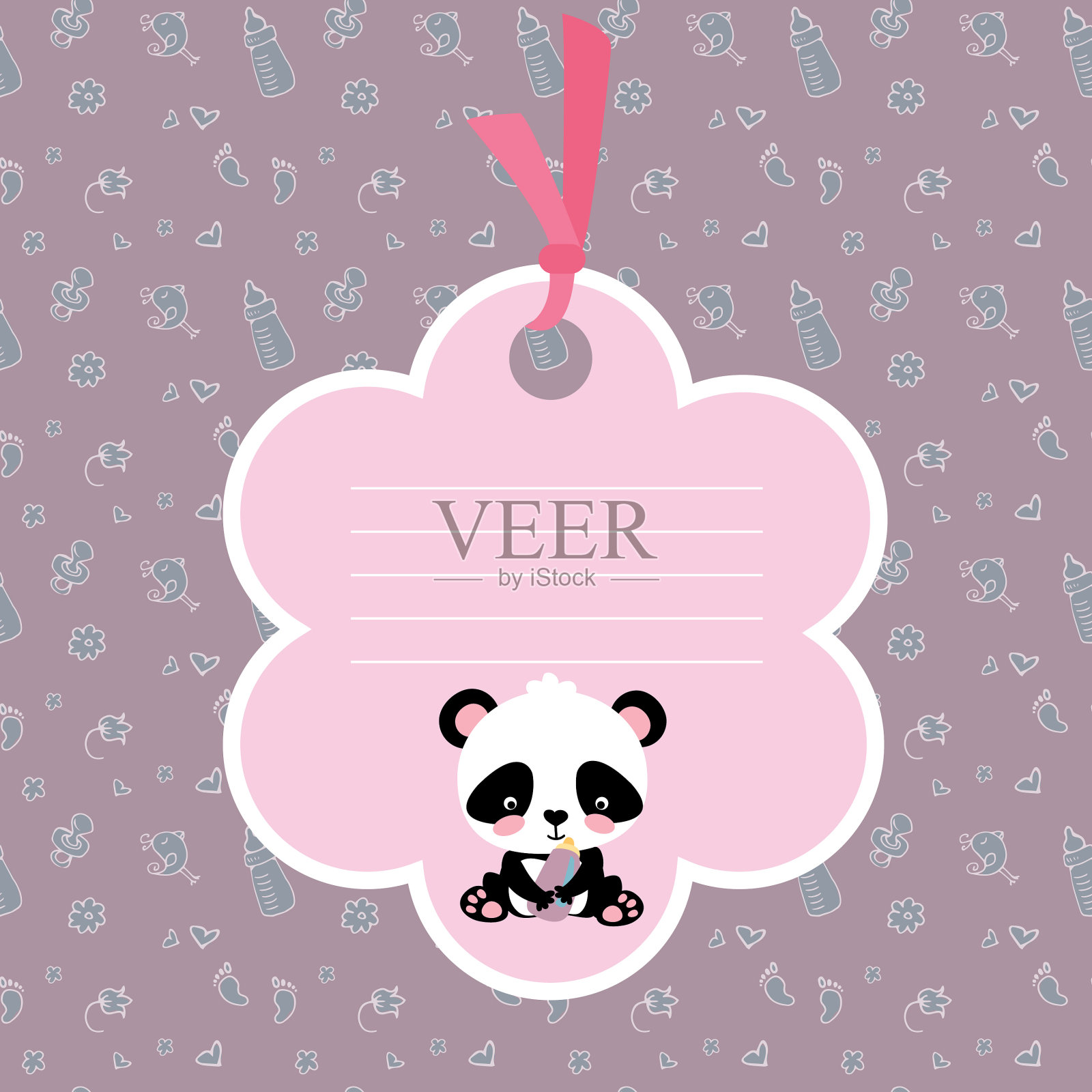 Bagirl到达卡或淋浴卡与可爱插画图片素材