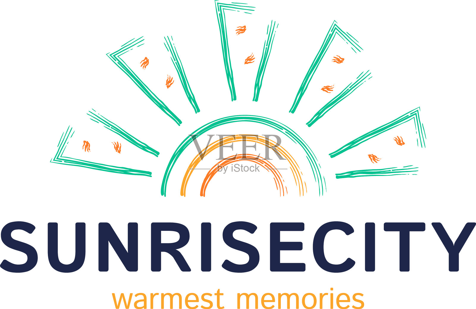 房屋太阳标志房地产建筑标志标志插画图片素材