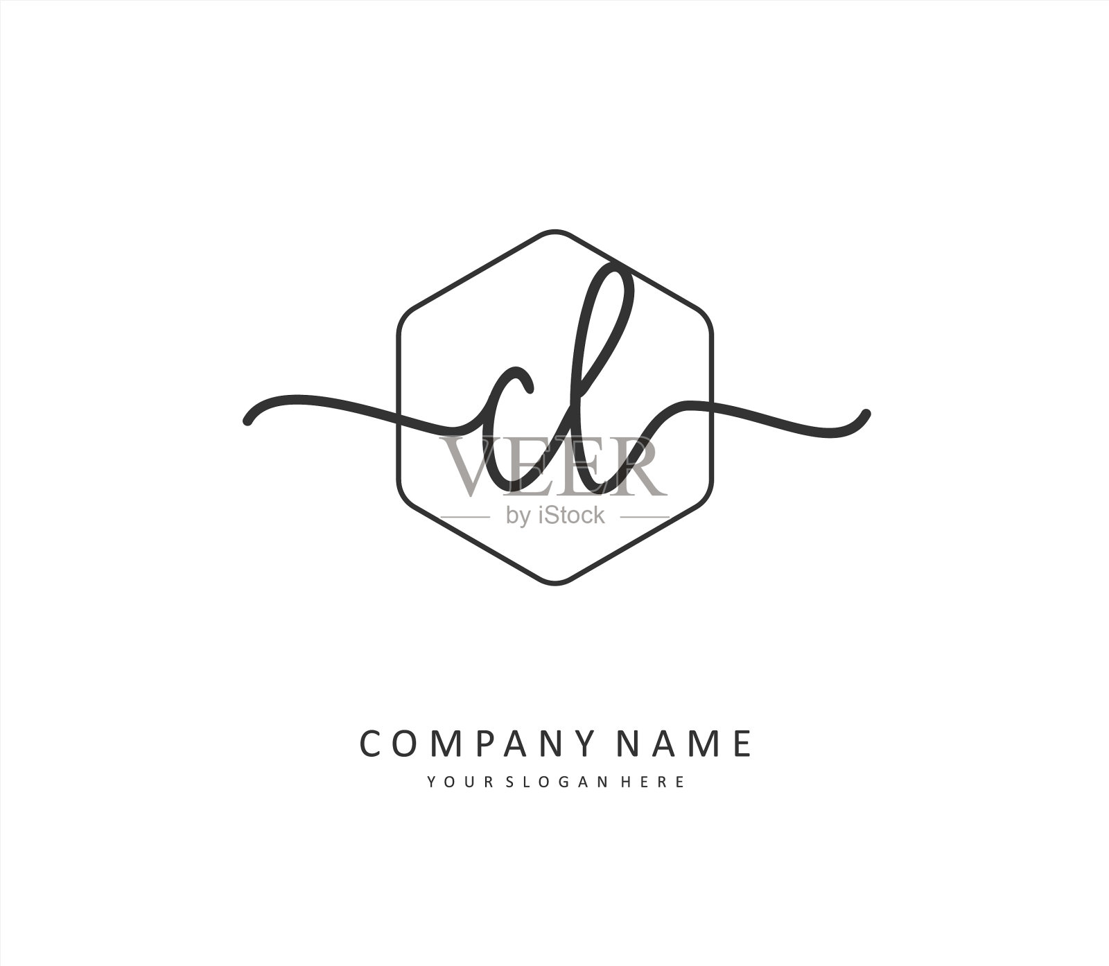 Cl首字母手写和签名标志插画图片素材