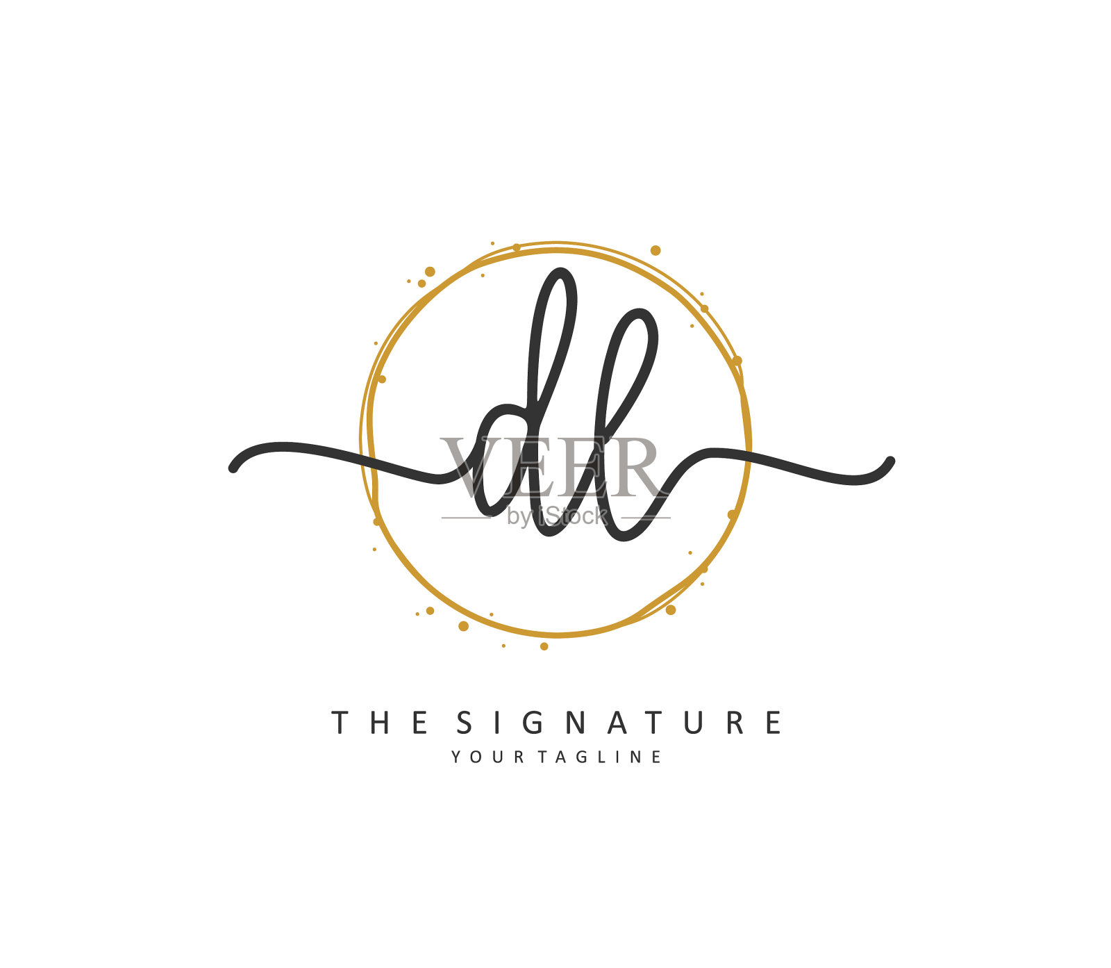 Dl首字母手写和签名标志插画图片素材