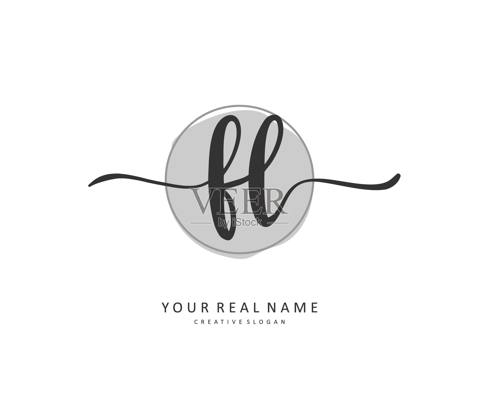 Fl首字母手写和签名标志插画图片素材