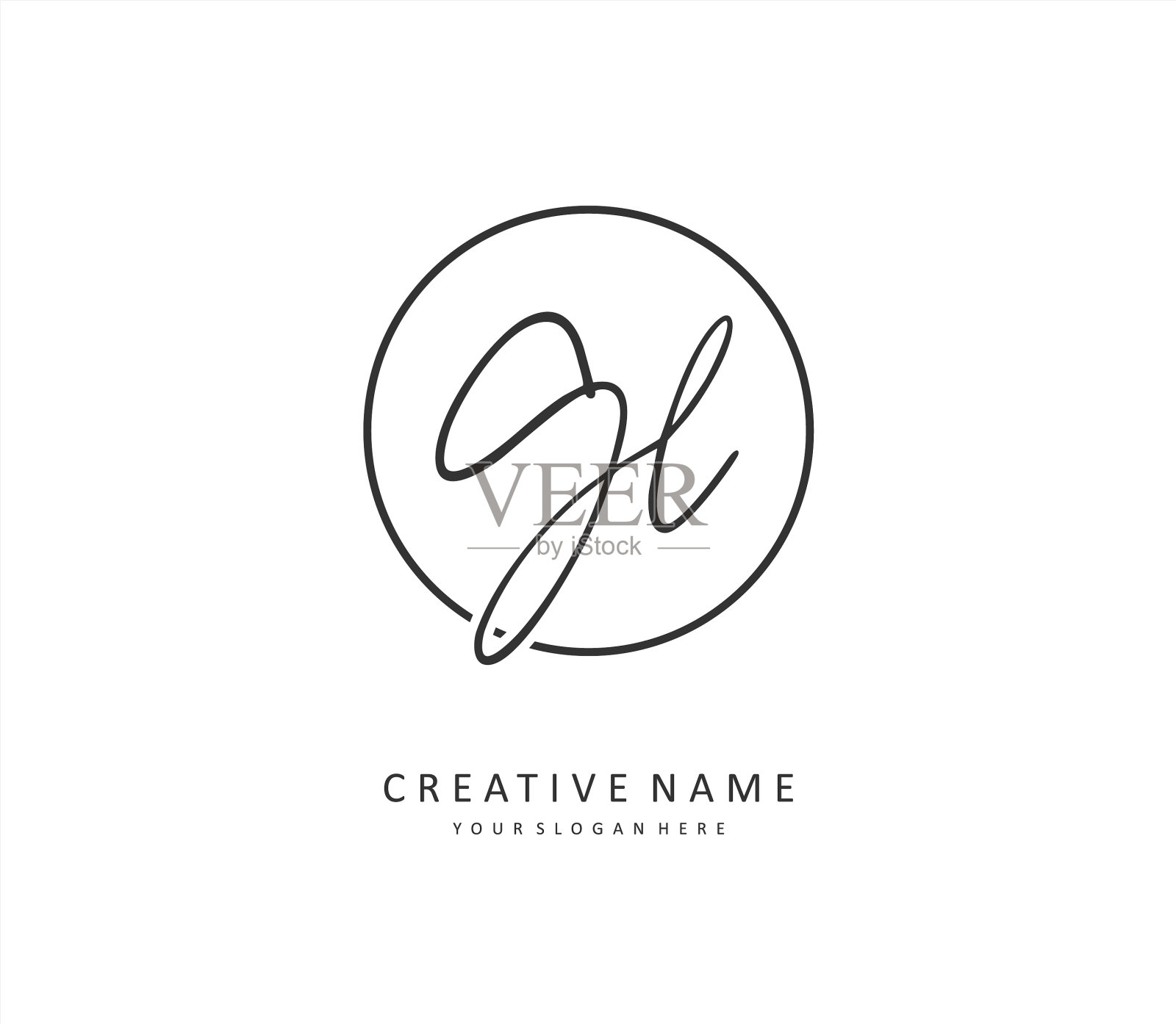 Gl首字母手写和签名标志插画图片素材