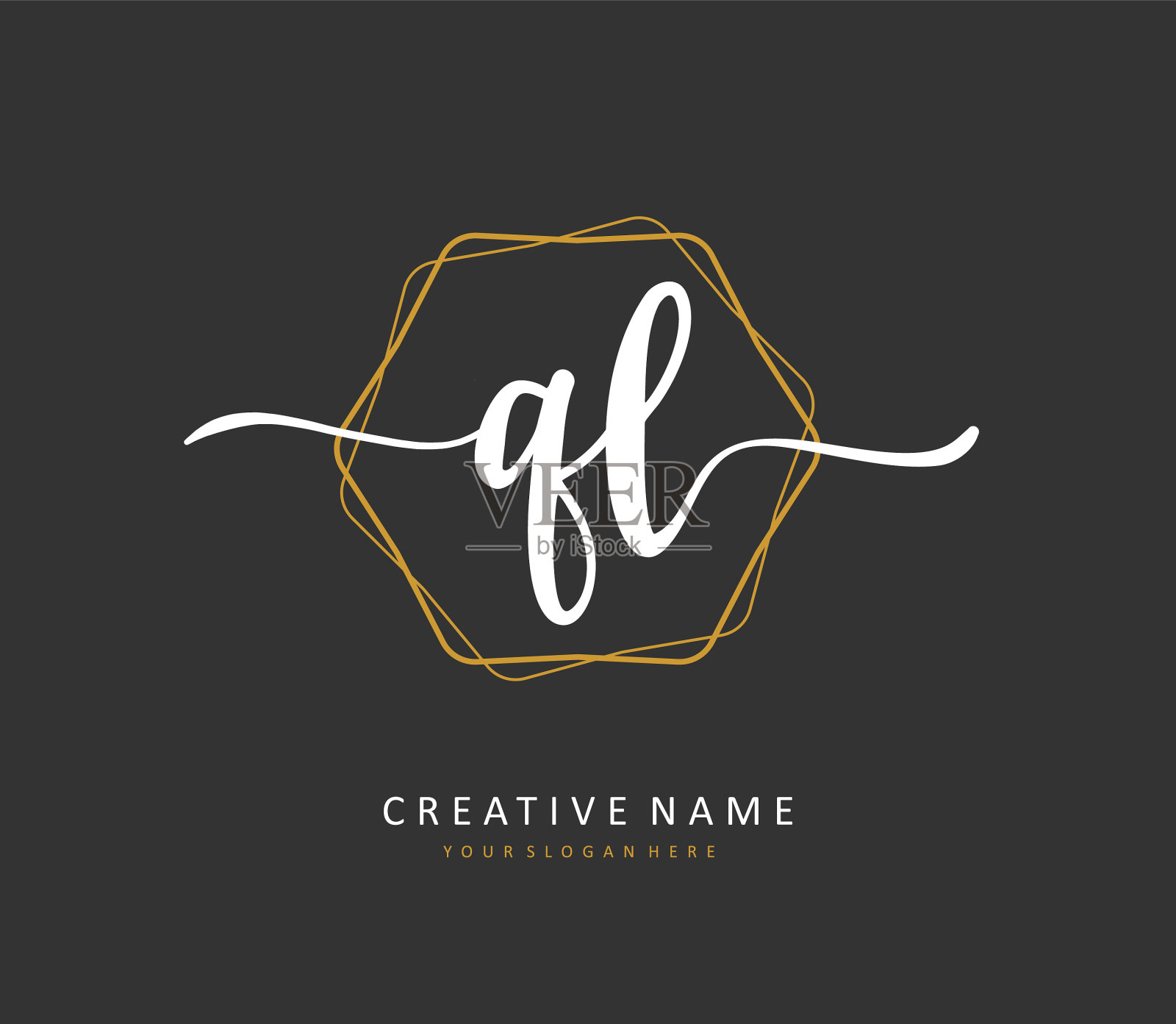 Ql首字母手写和签名标志插画图片素材