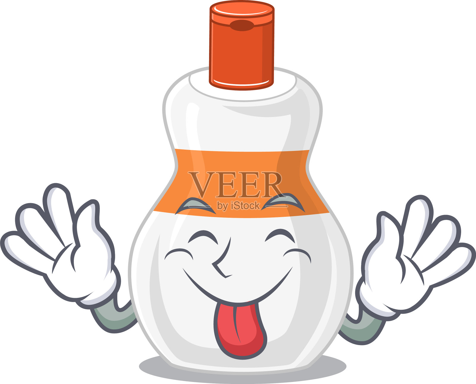 有趣的身体润肤膏卡通与舌头出脸插画图片素材