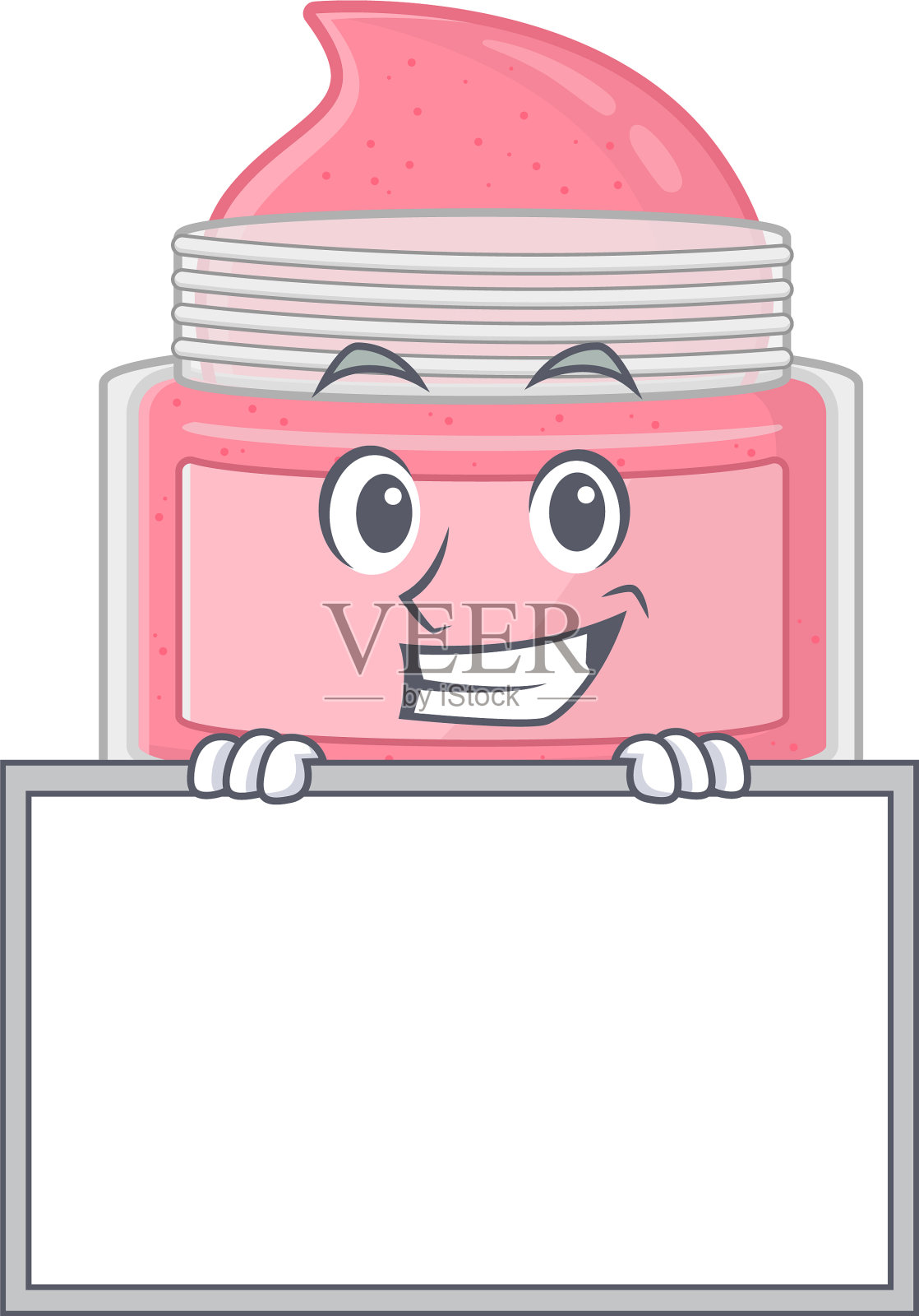 滑稽的卡通身体擦站在一个板后插画图片素材