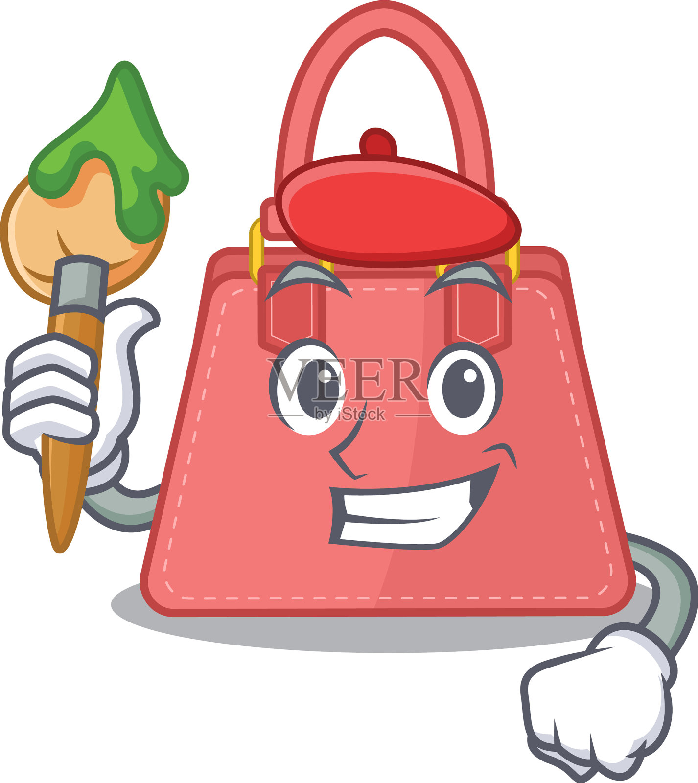 一个艺术女性手袋的吉祥物设计艺术家插画图片素材