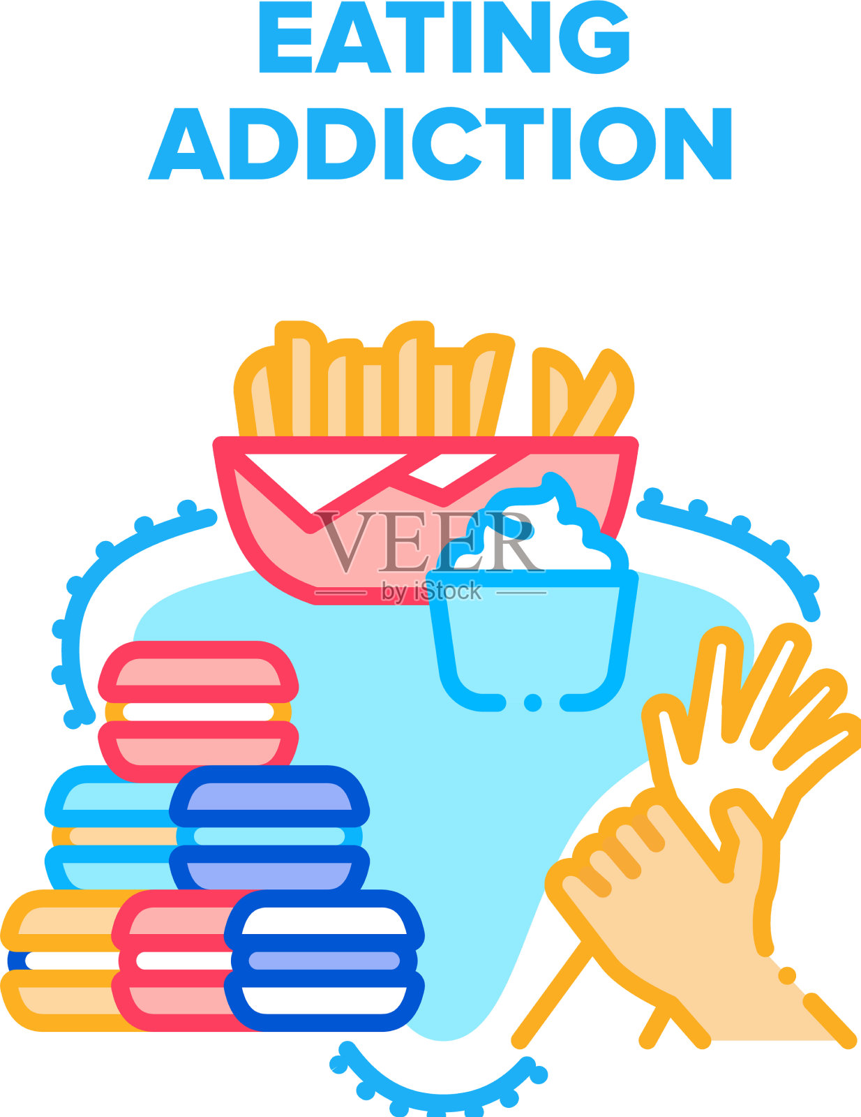 食瘾概念色插画图片素材