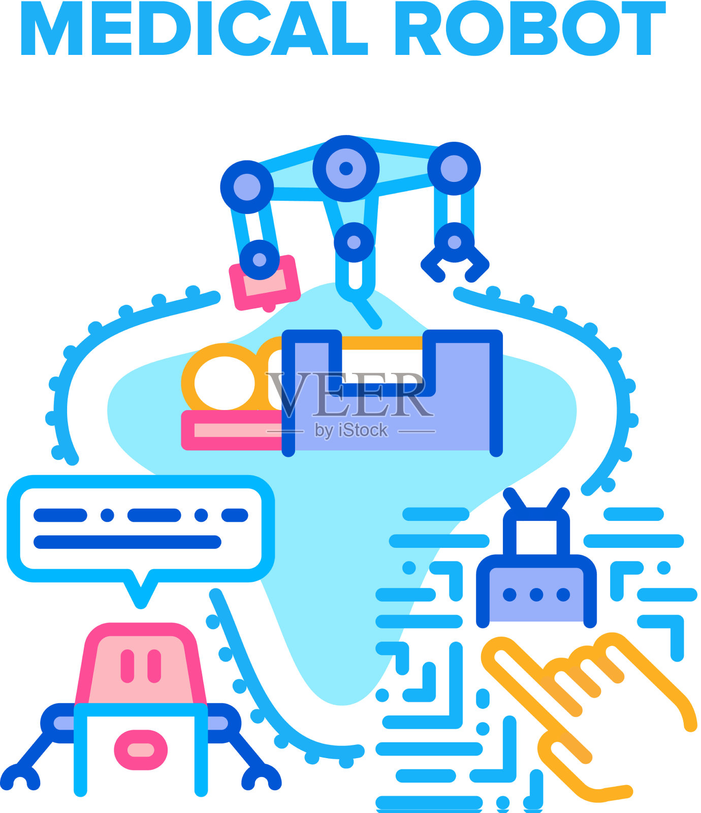 医用机器人概念色插画图片素材