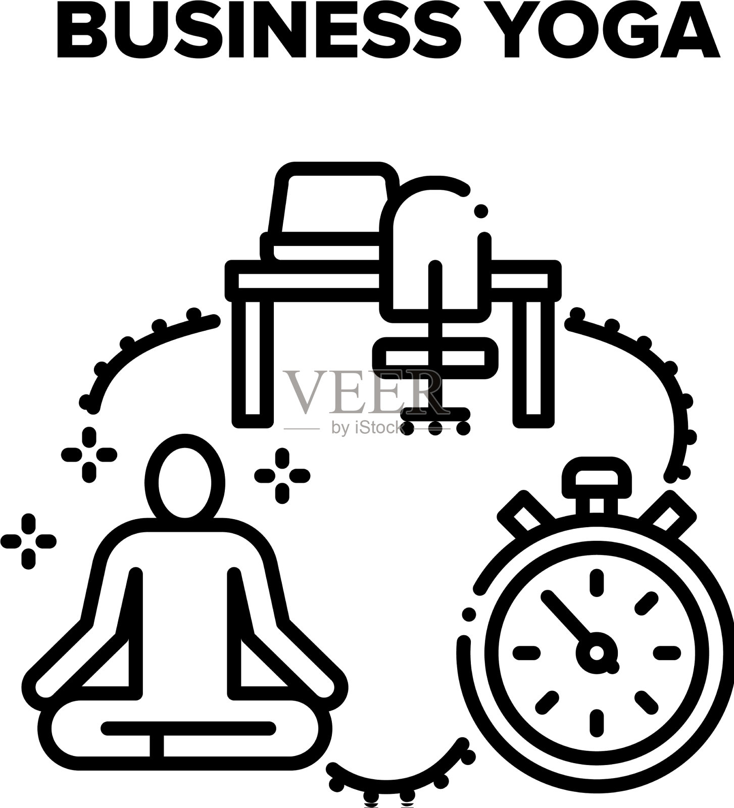 业务瑜伽黑插画图片素材