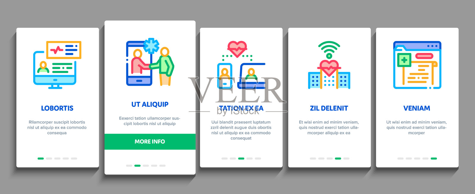 远程医疗治疗登机元素图标插画图片素材