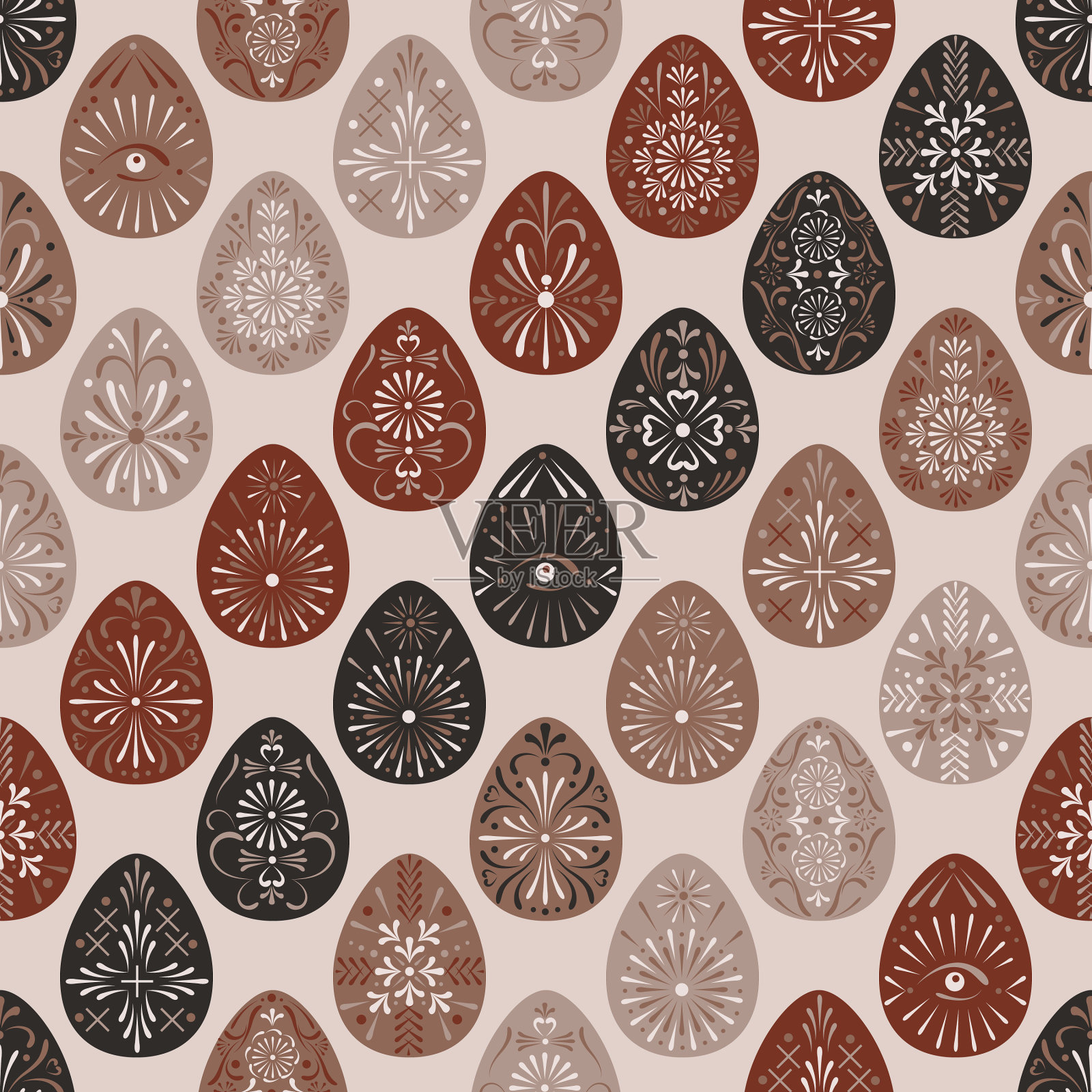 手绘无缝图案复活节彩蛋插画图片素材