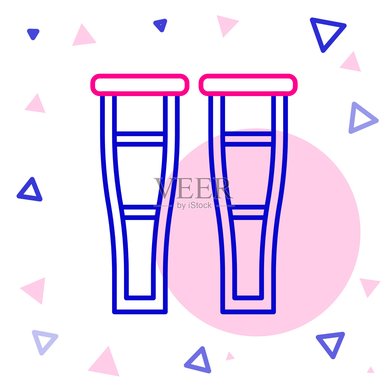 线拐杖或拐杖图标孤立在白色插画图片素材