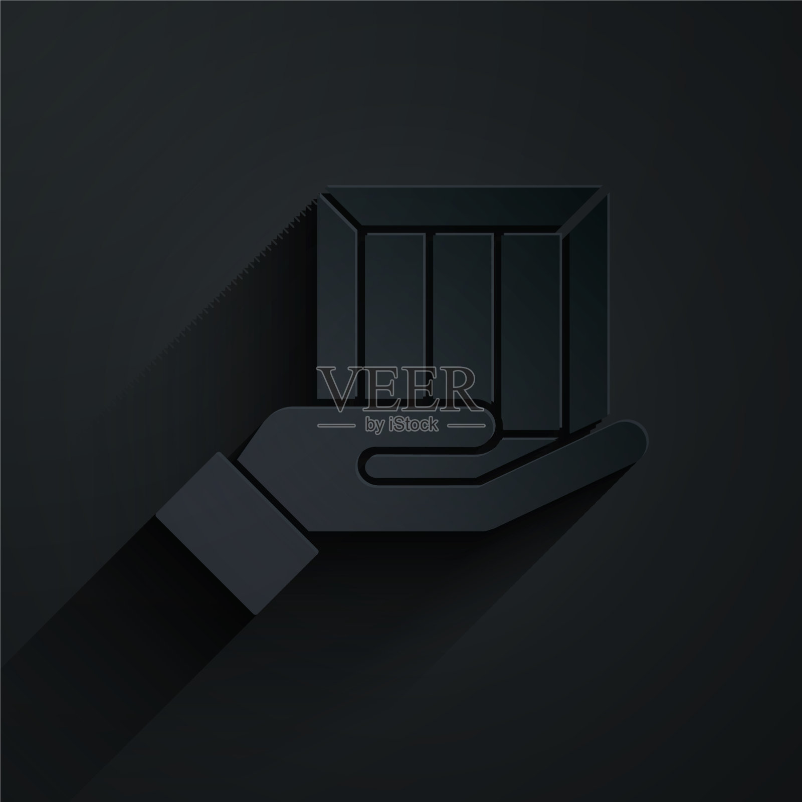 剪纸投递手与纸盒图标插画图片素材