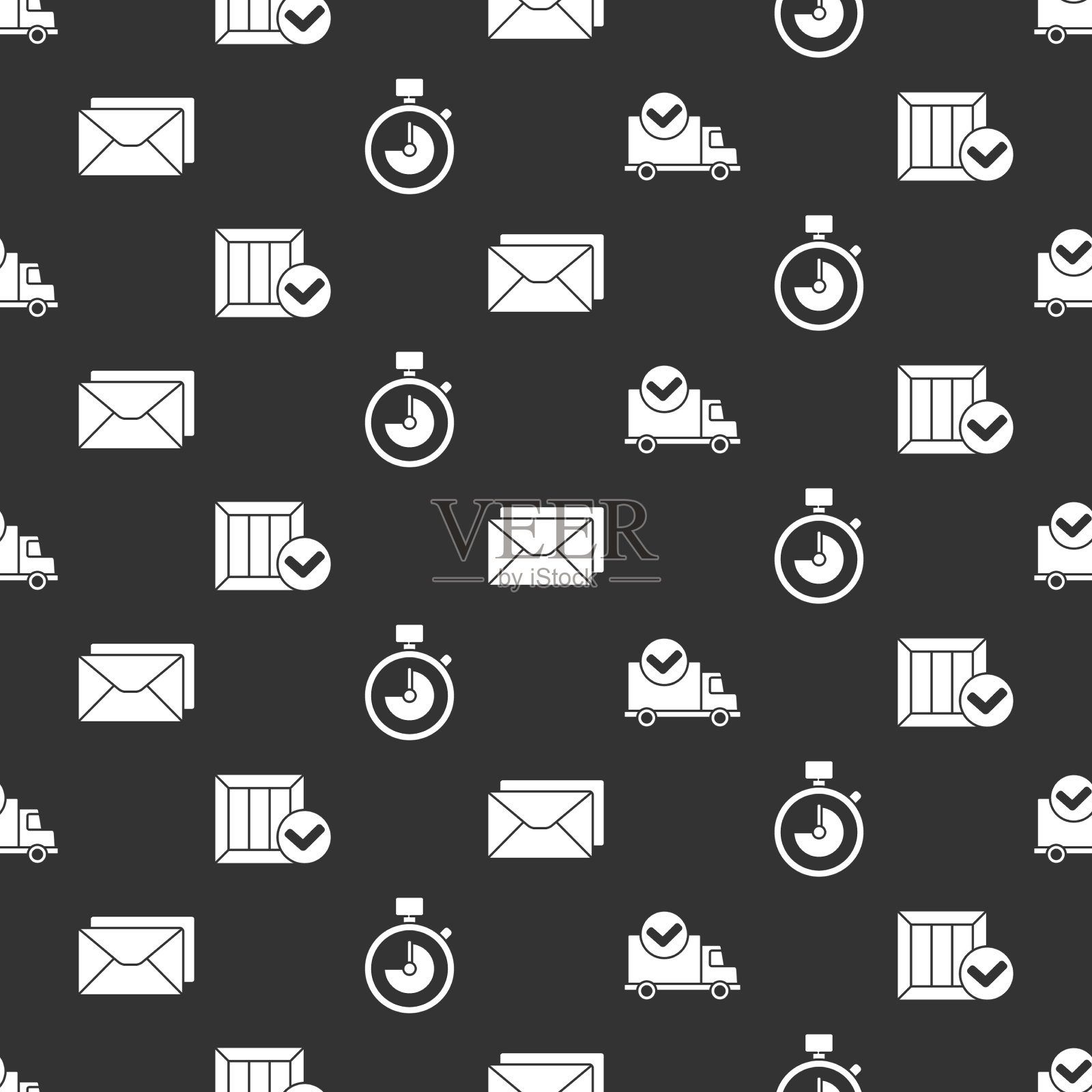 设置带勾标木箱的货车图标素材