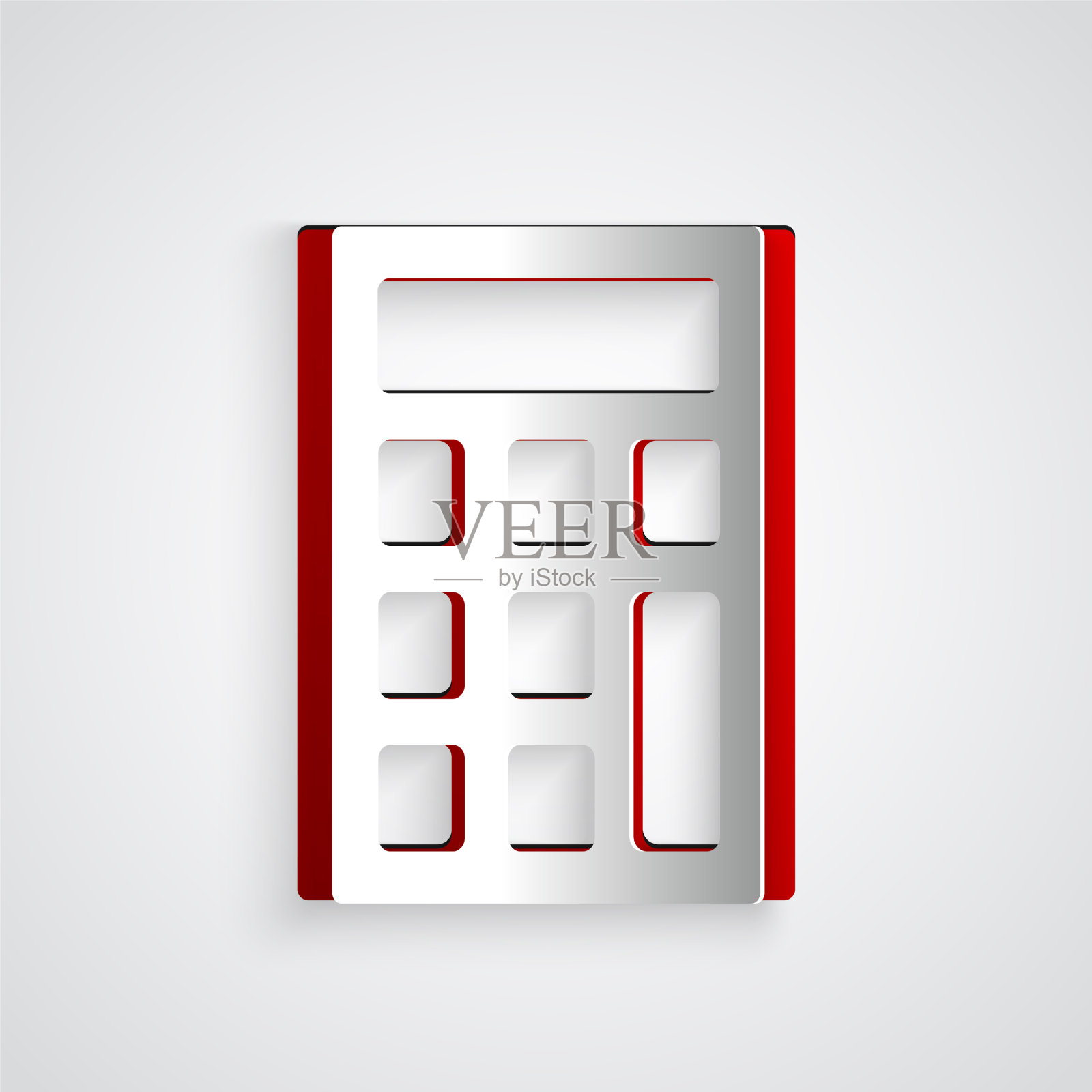 剪纸计算器图标孤立在灰色插画图片素材