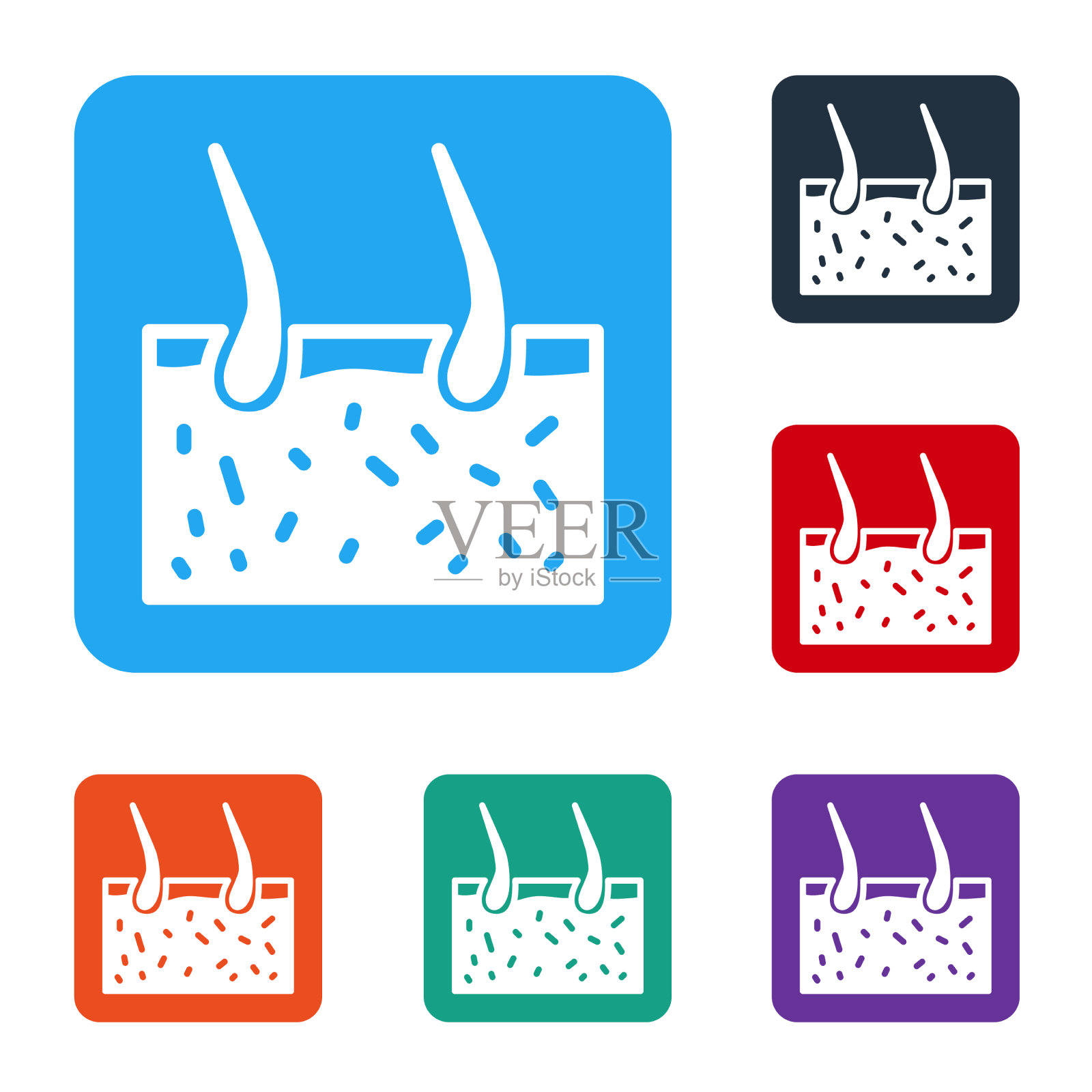 白色毛发覆盖皮肤图标孤立在白色插画图片素材