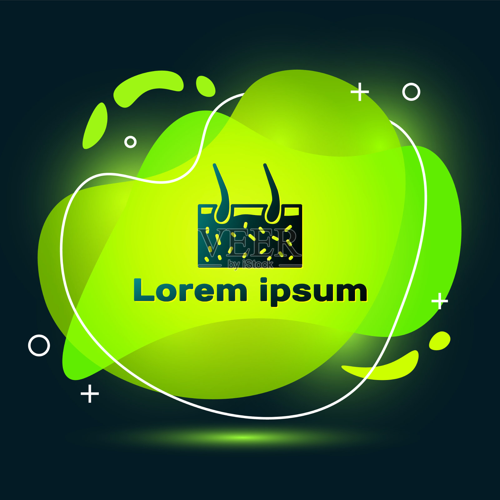 黑色毛发覆盖皮肤图标孤立在黑色插画图片素材