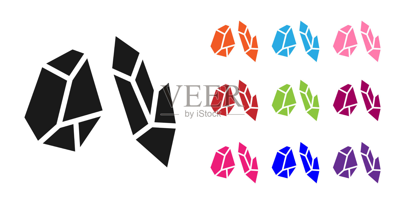 黑色魔法石图标孤立在白色插画图片素材