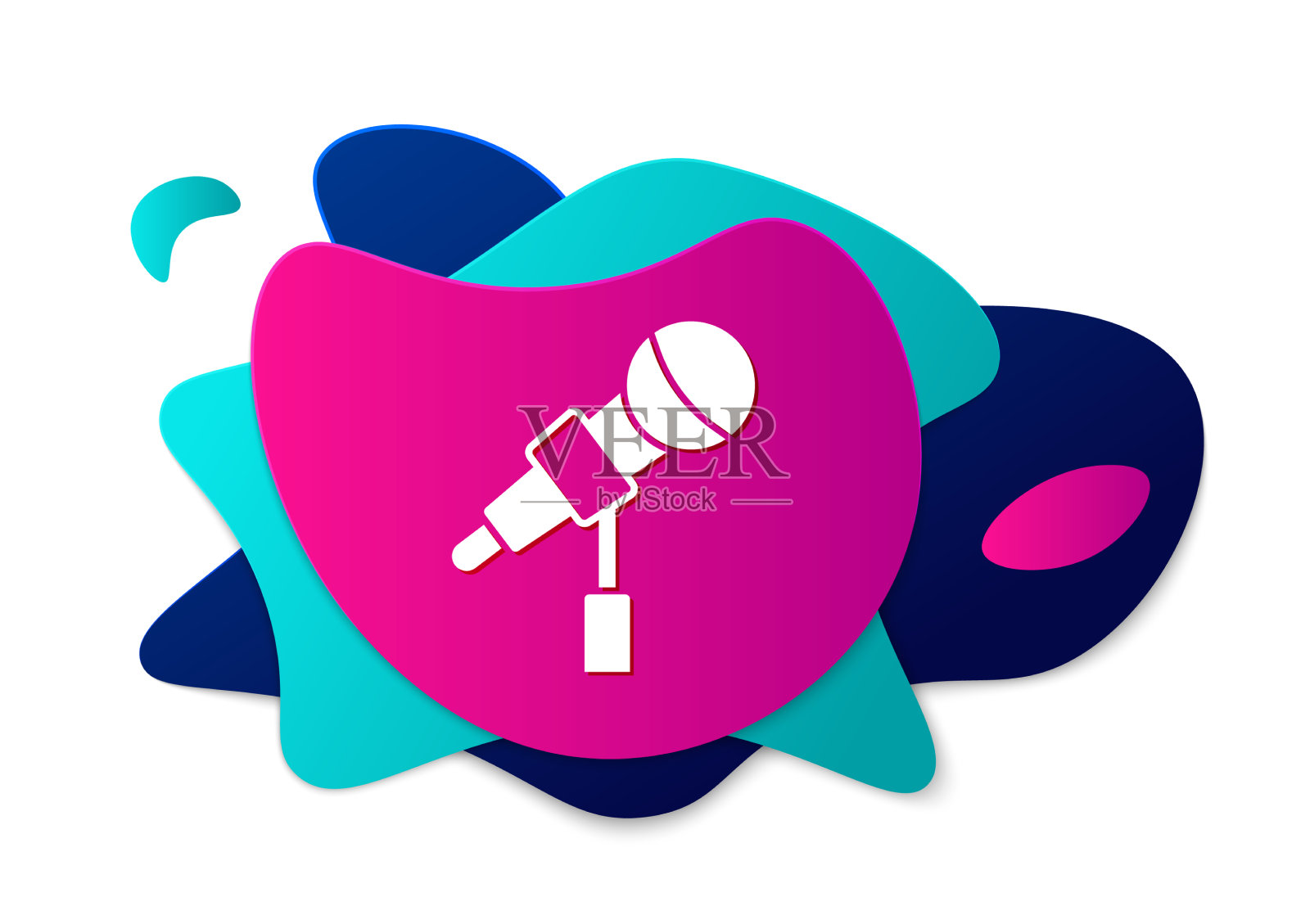 彩色麦克风图标隔离在白色背景插画图片素材