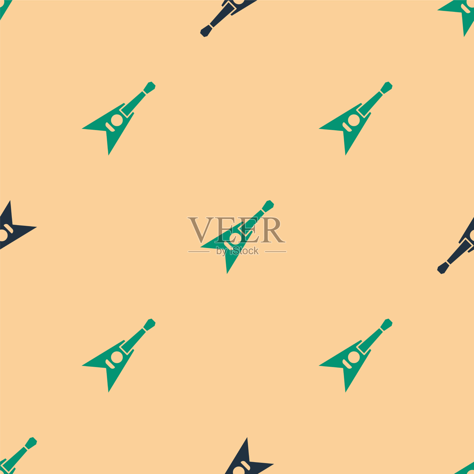 绿色和黑色电吉他图标孤立插画图片素材