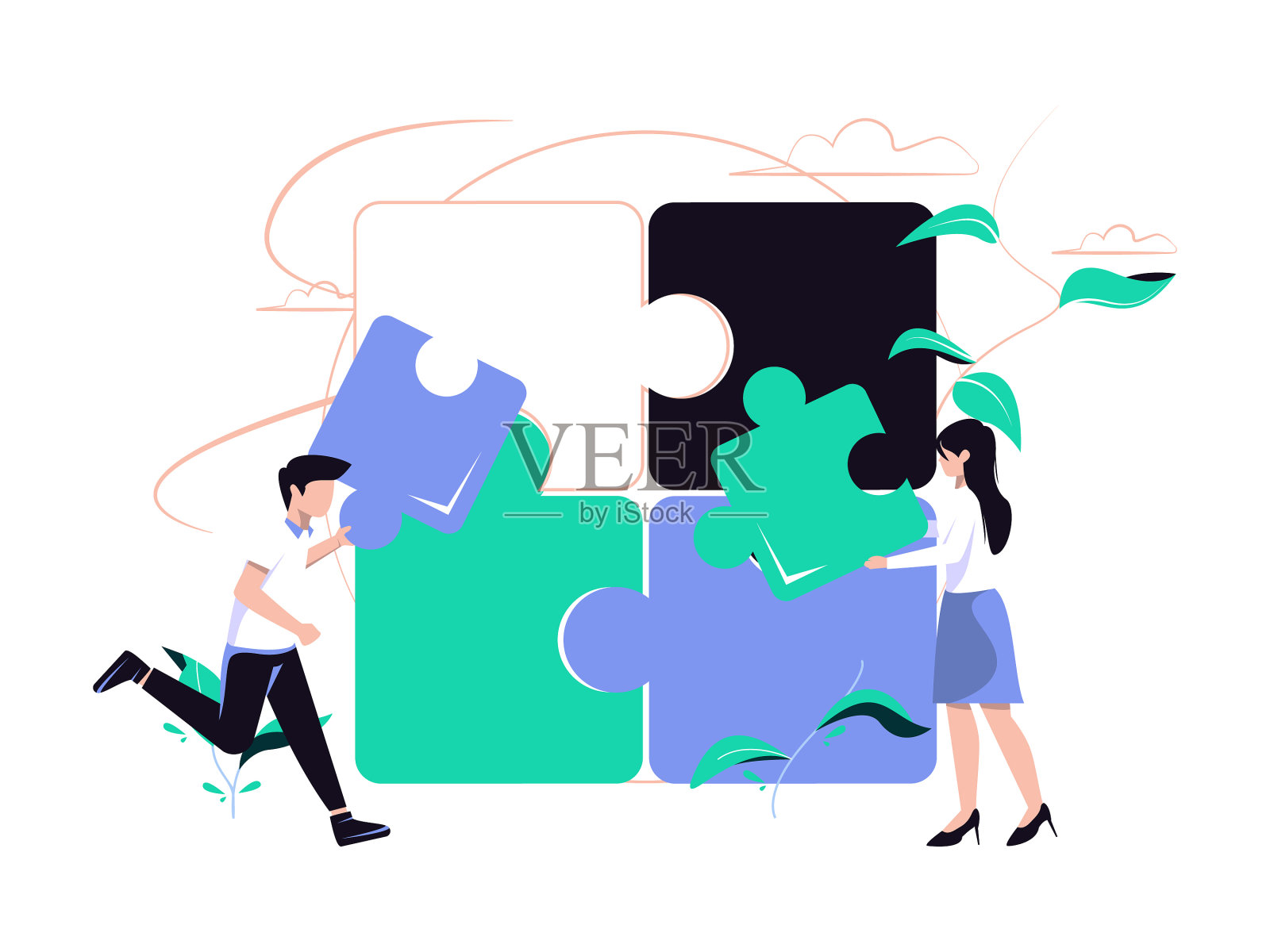 概念隐喻是人们试图将谜题联系起来的方法插画图片素材